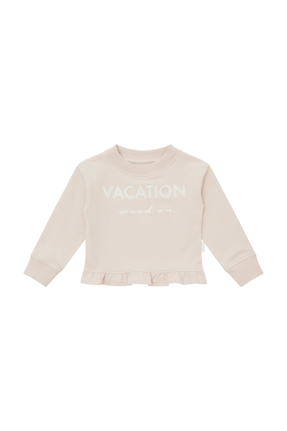 Sweatshirt 'vacation mood on' mit Rüschen