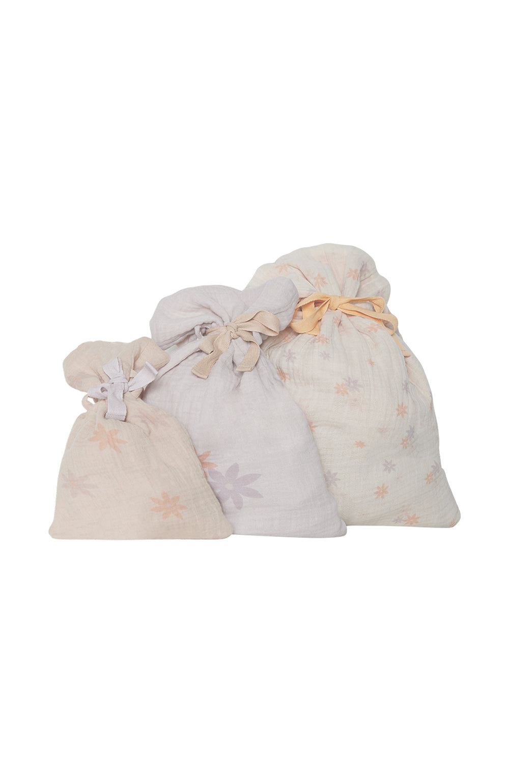 3er Set Musselin Geschenksäcke 'flowers'