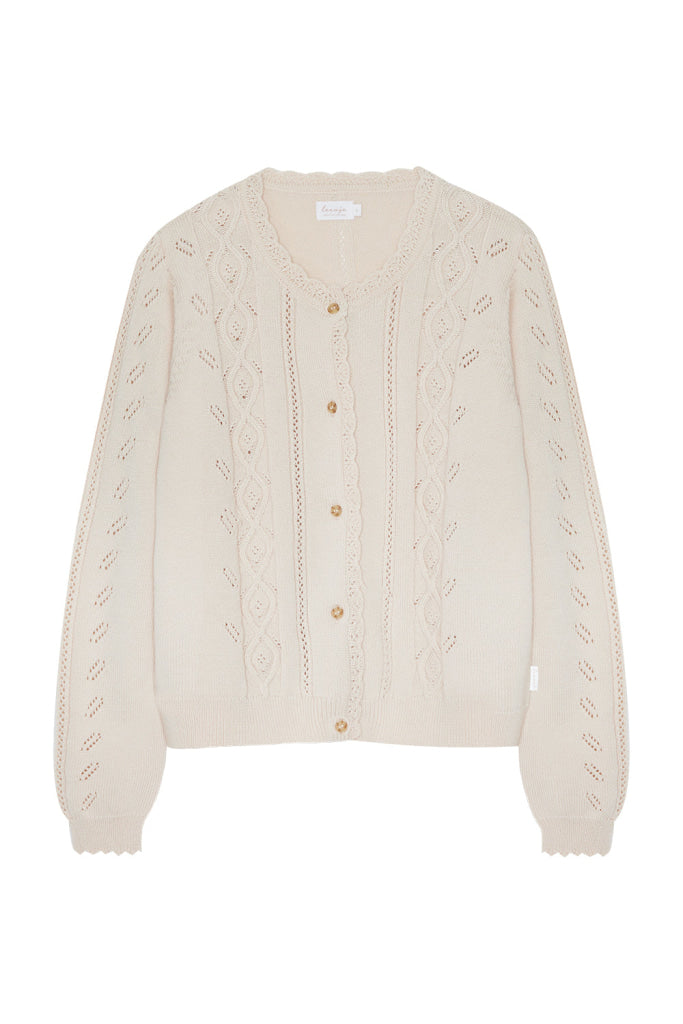 Lochstrick Cardigan Für Frauen Beige / Xs Frauenmode