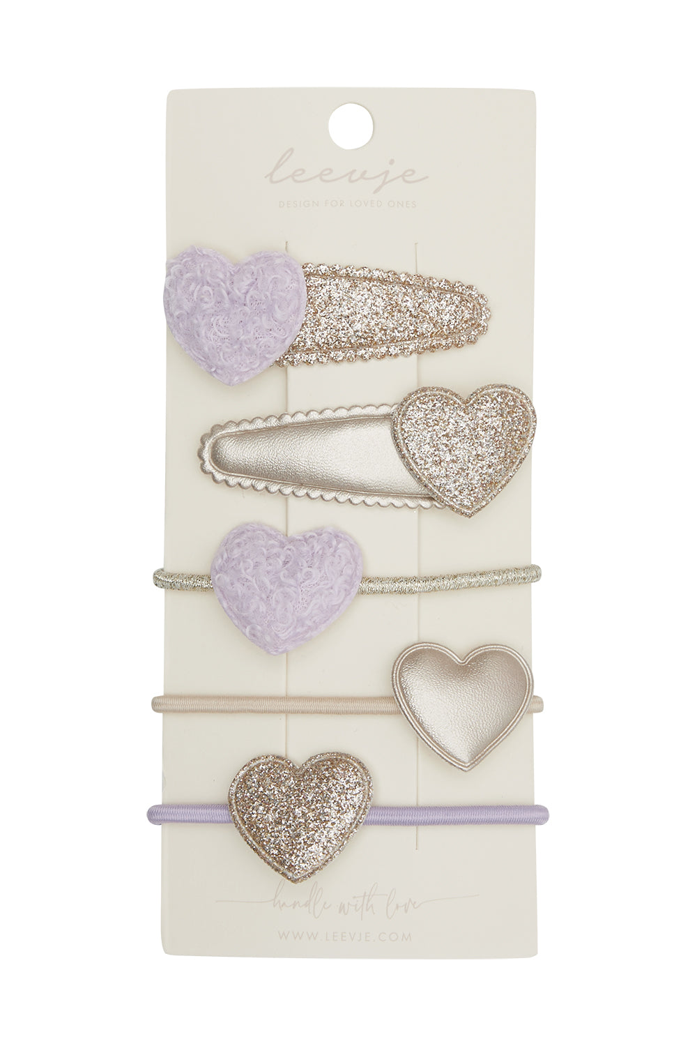 Hair clips 'lavender teddy and heart mix'