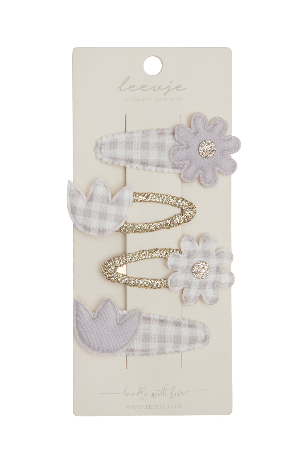 Hair clips 'lavender gingham flower clips'