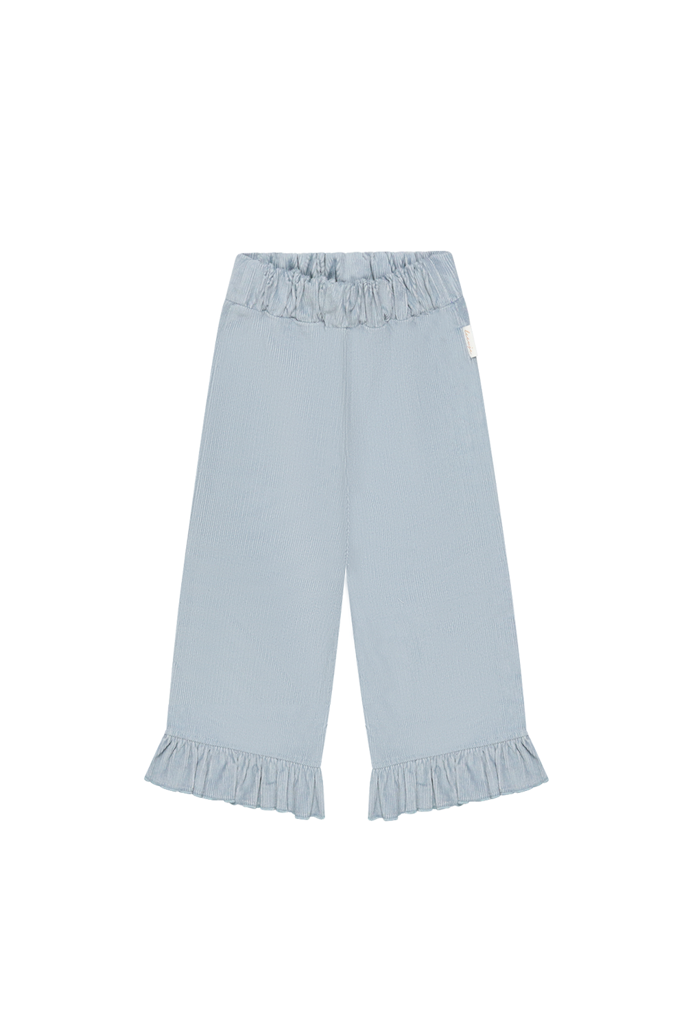 Weite Cordhose 'clear blue' mit Rüschensaum
