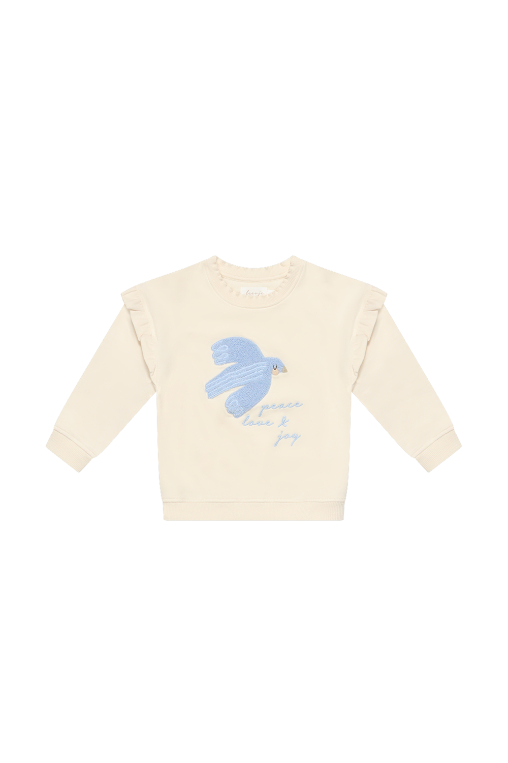 Oversized Sweatshirt 'peace, love & joy' mit Rüschendetails
