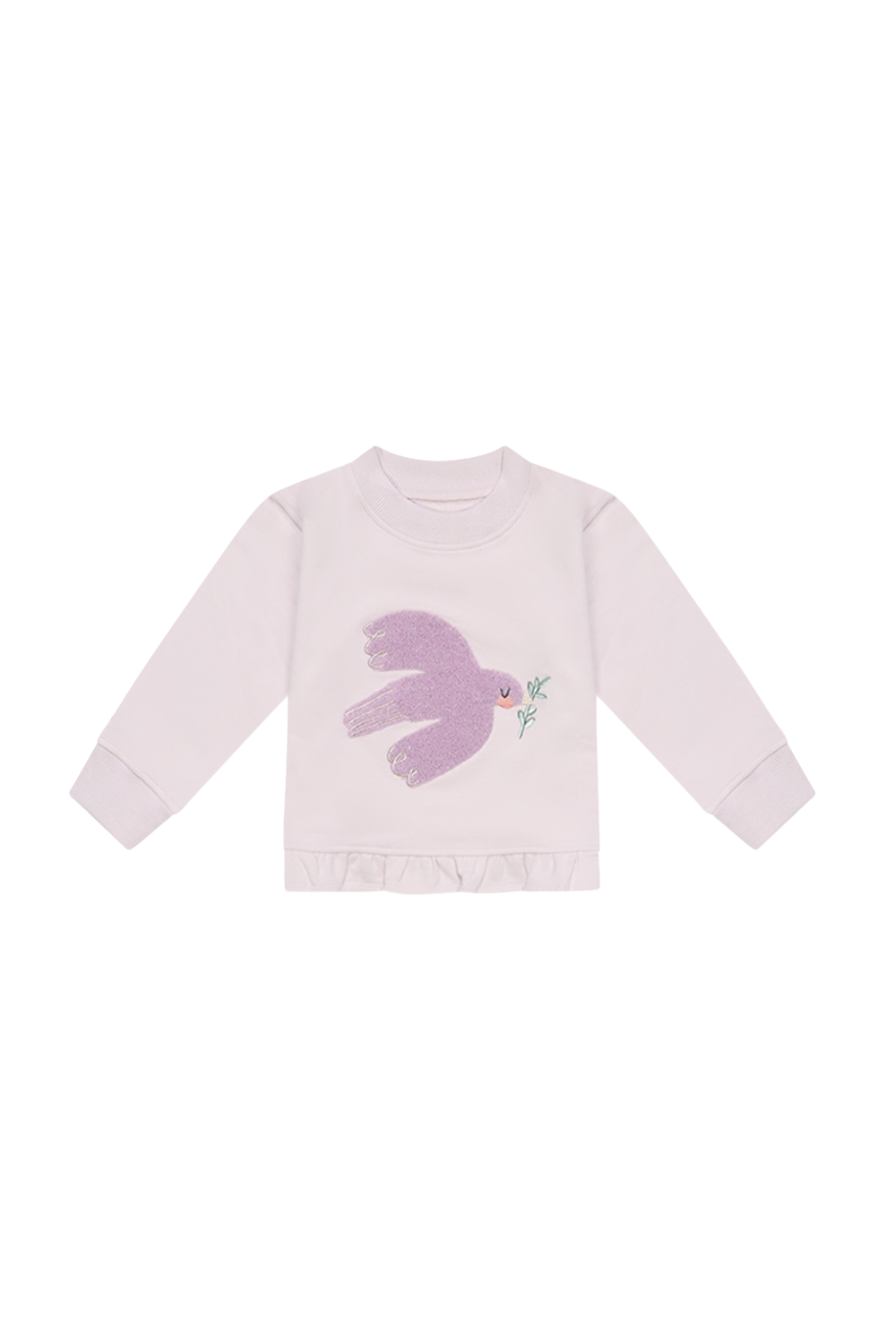 Sweatshirt 'bird' mit Rüschensaum in lavender