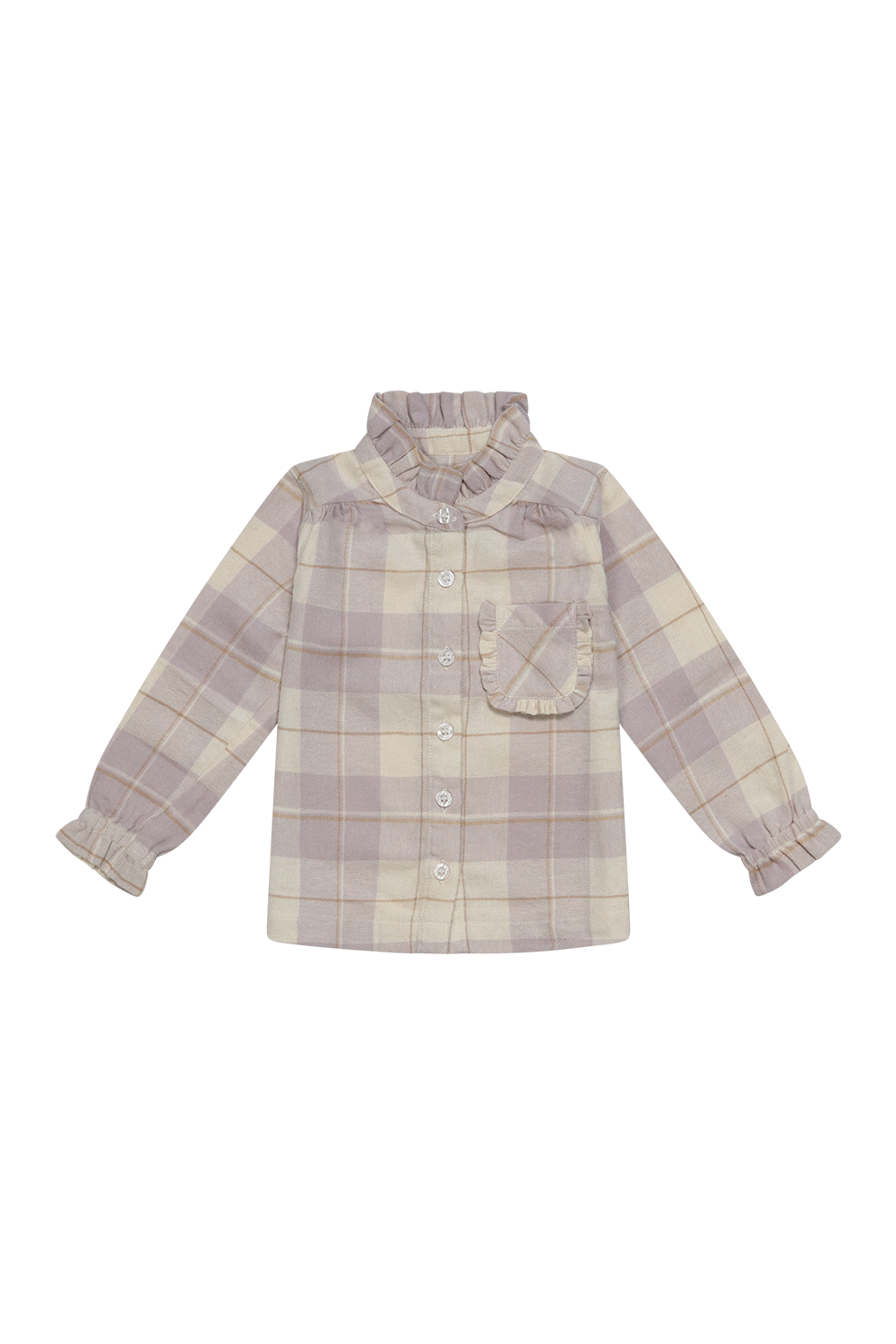 Flanellbluse 'beige & lavender'
