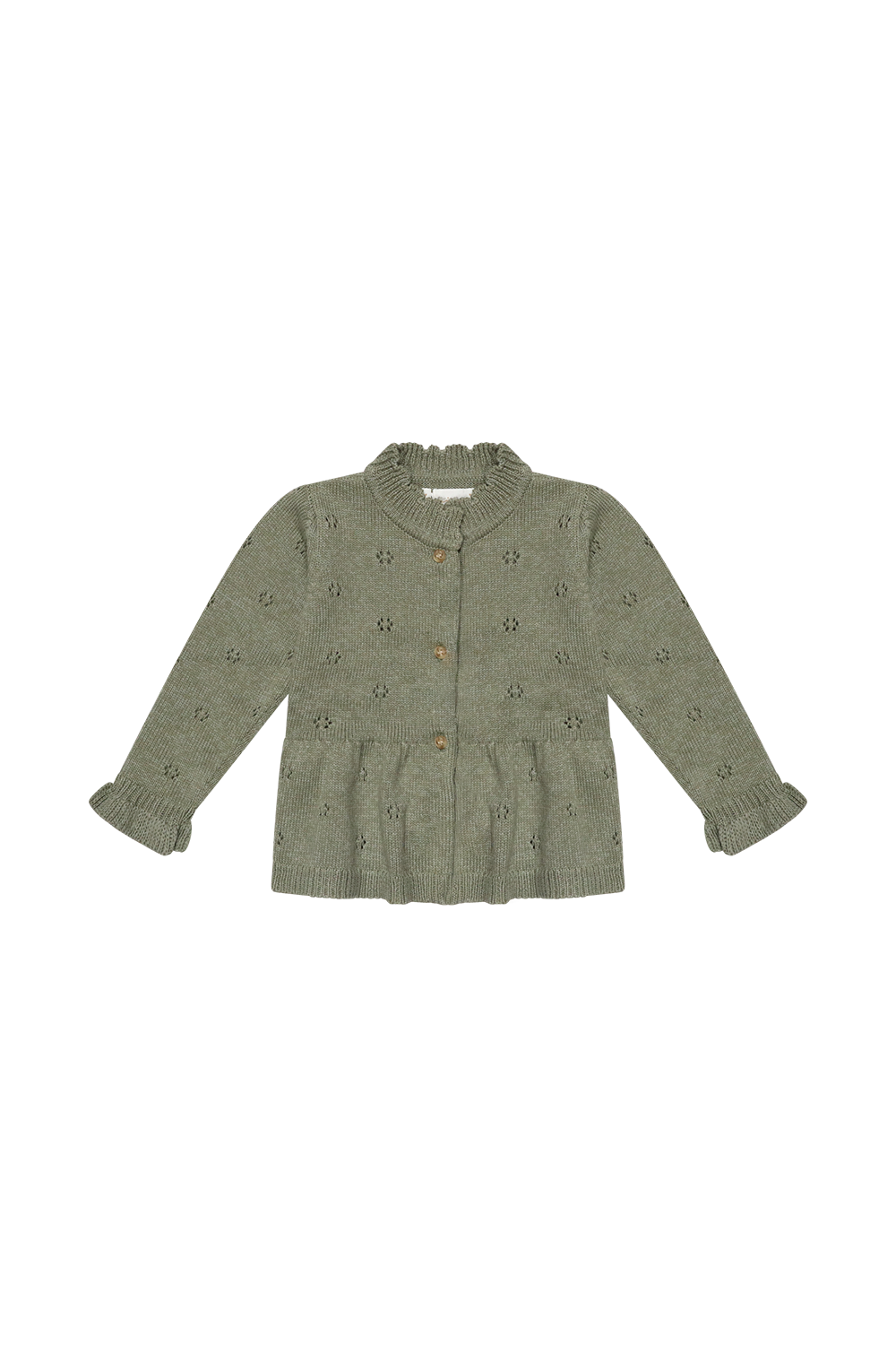 Lochstrick Cardigan 'green' mit Schößchen