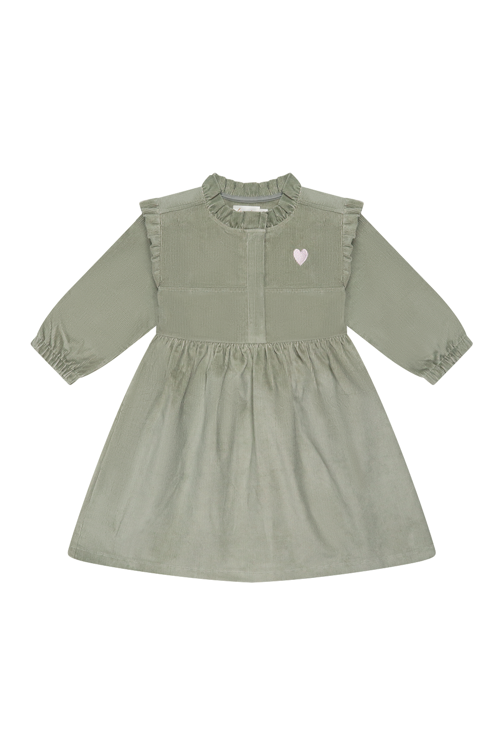 Cordkleid 'green' mit Stickerei