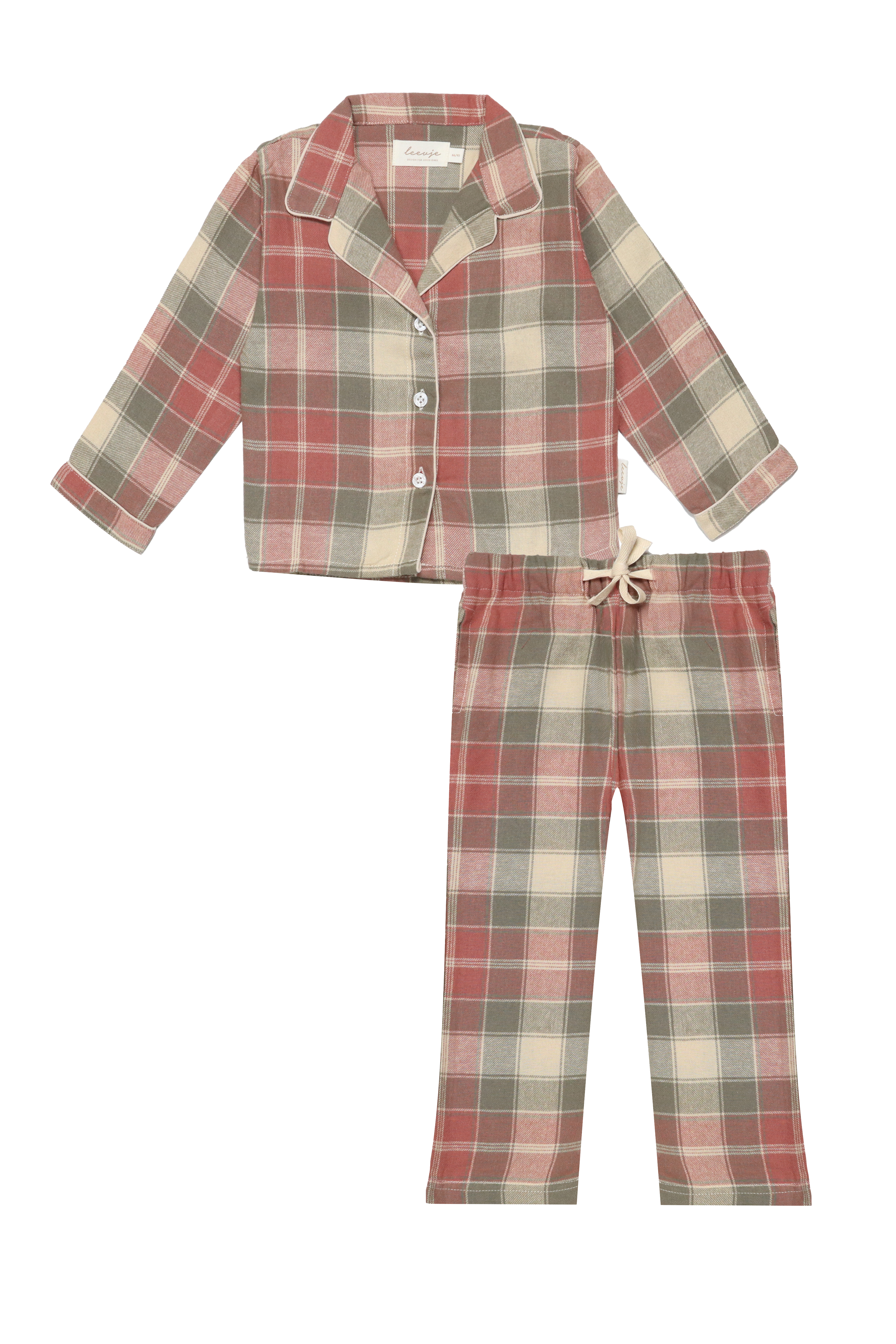 Mini-Me Pyjama Set 'red & green' aus Flanell