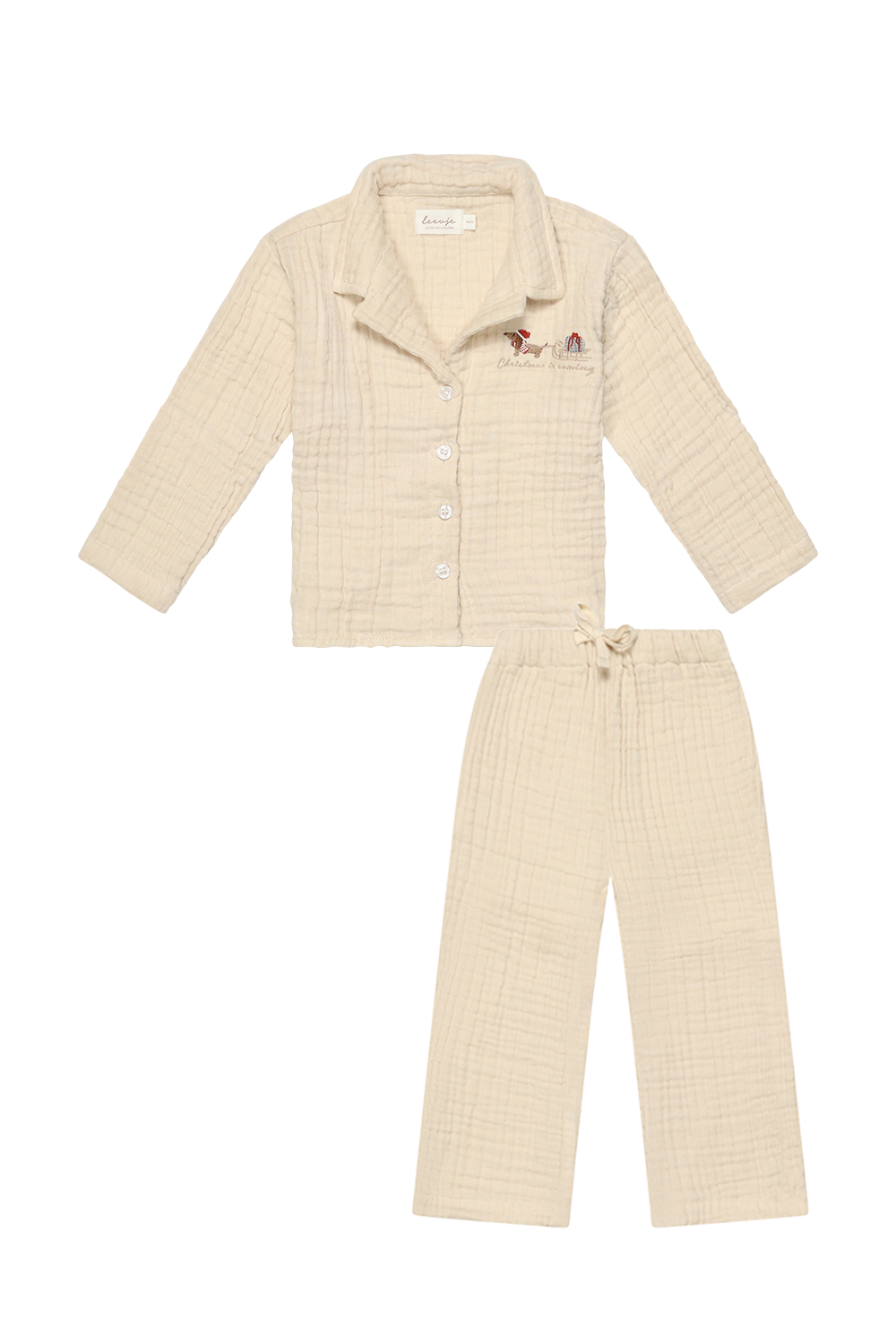 Pyjama Set Dackel 'cappuccino' aus Musselin