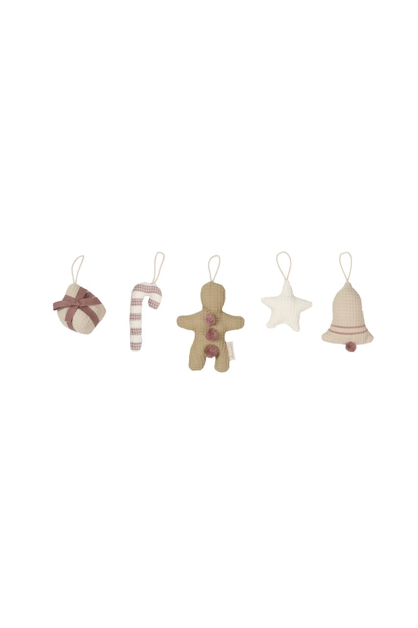 Baumschmuck 'light burgundy gingerbread man, star & present'