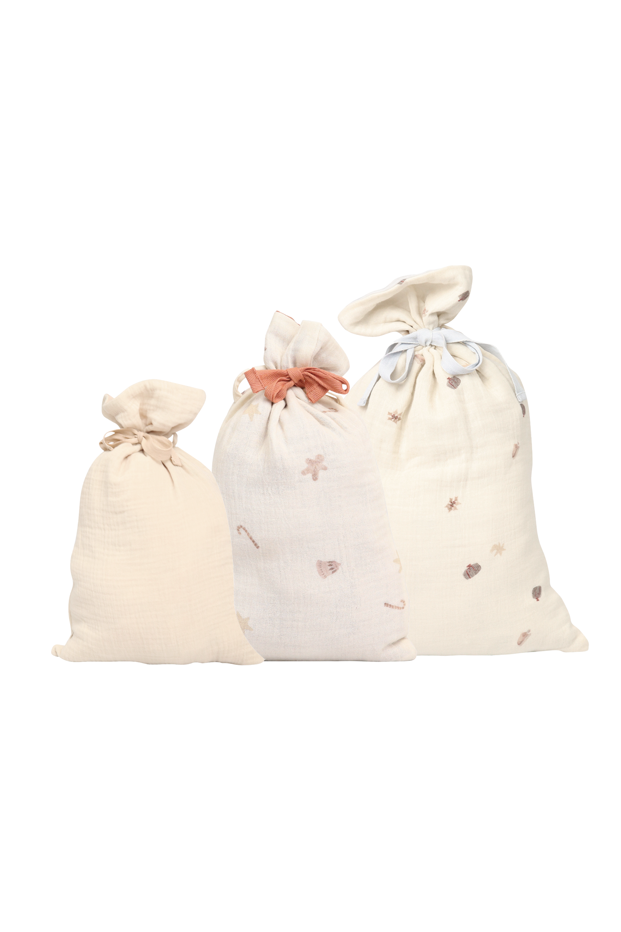 3er Set Musselin Geschenksäcke 'christmas'