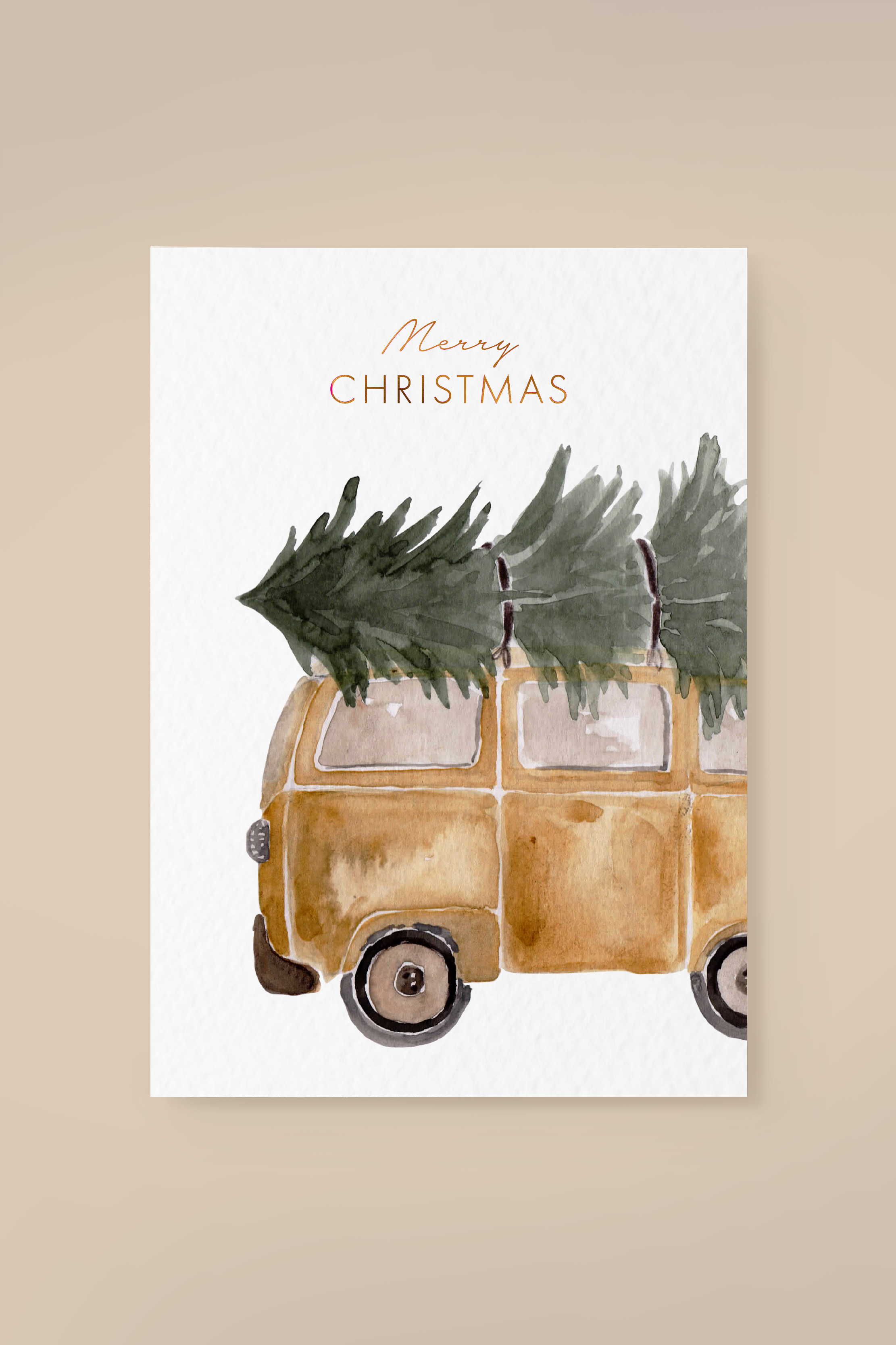 Postkarte Christmas Van 'merry christmas'