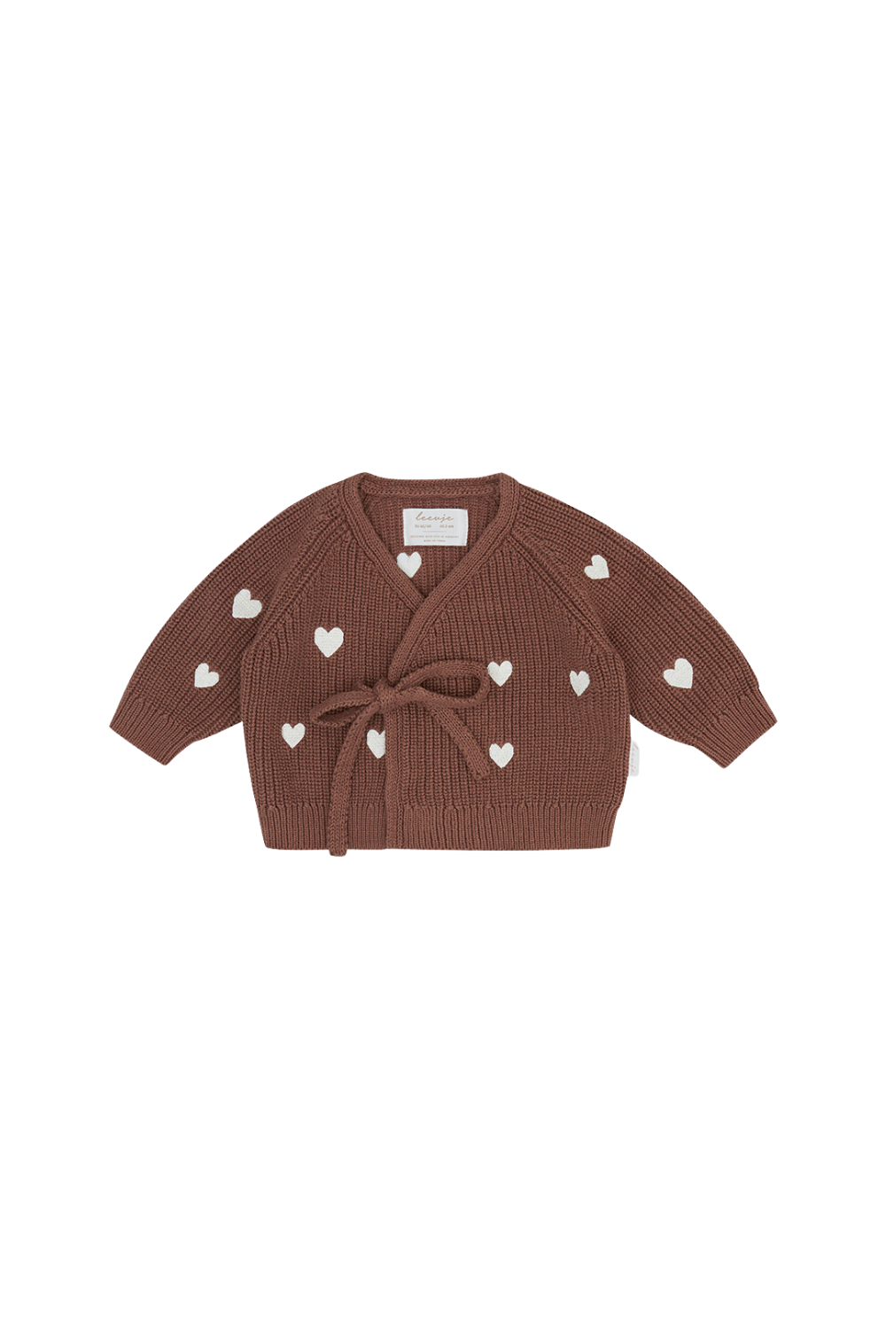 Cardigan enveloppant pour bébé « Hearts » couleur noix de pécan