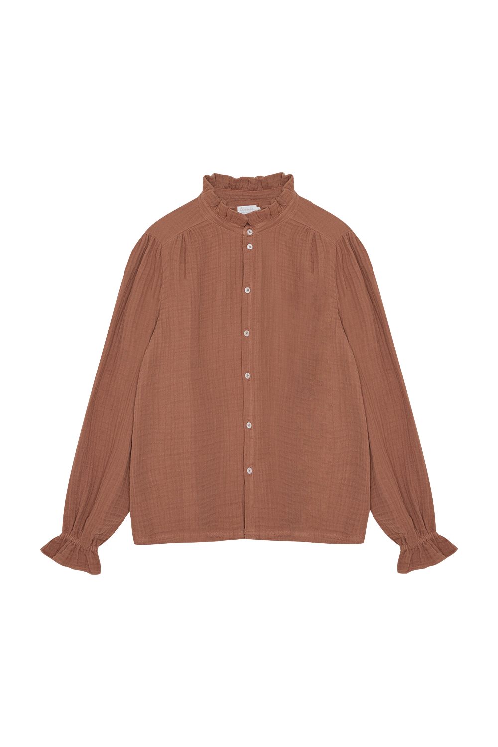 Mini-Me Muslin Blouse with Frill Collar for Women 'pecan'
