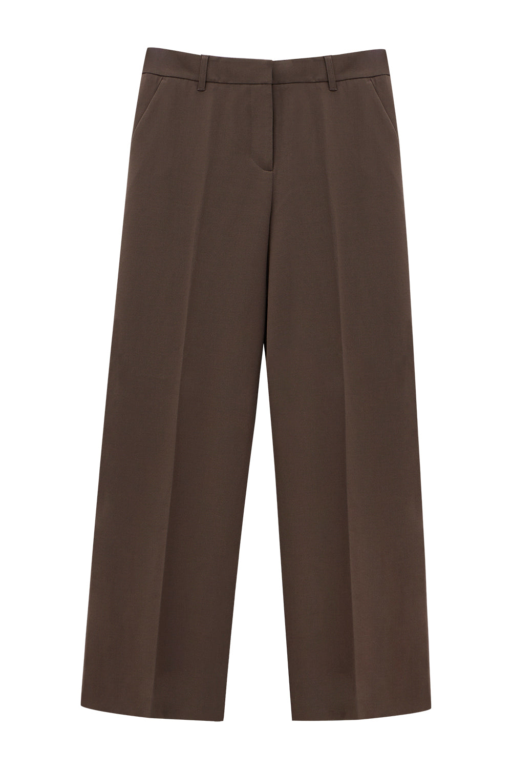 Getailleerde broek met wijde pijpen | Dark Chocolate