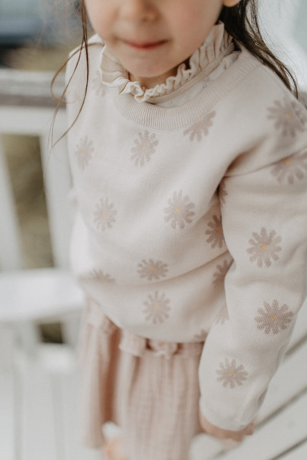 Chunky Knit Pullover 'field of daisies'