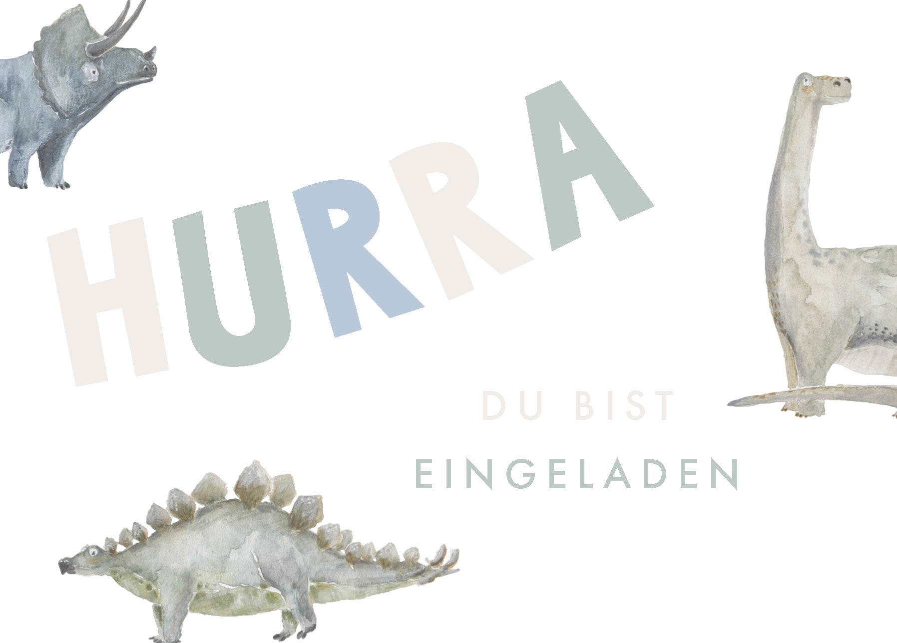 Set of 10 'dinosaur' invitation cards