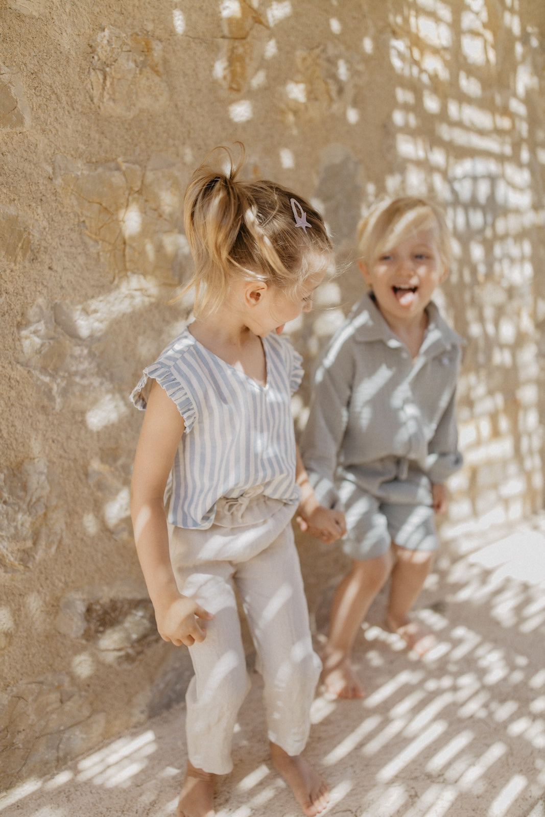 Striped linen top 'blue stripes'