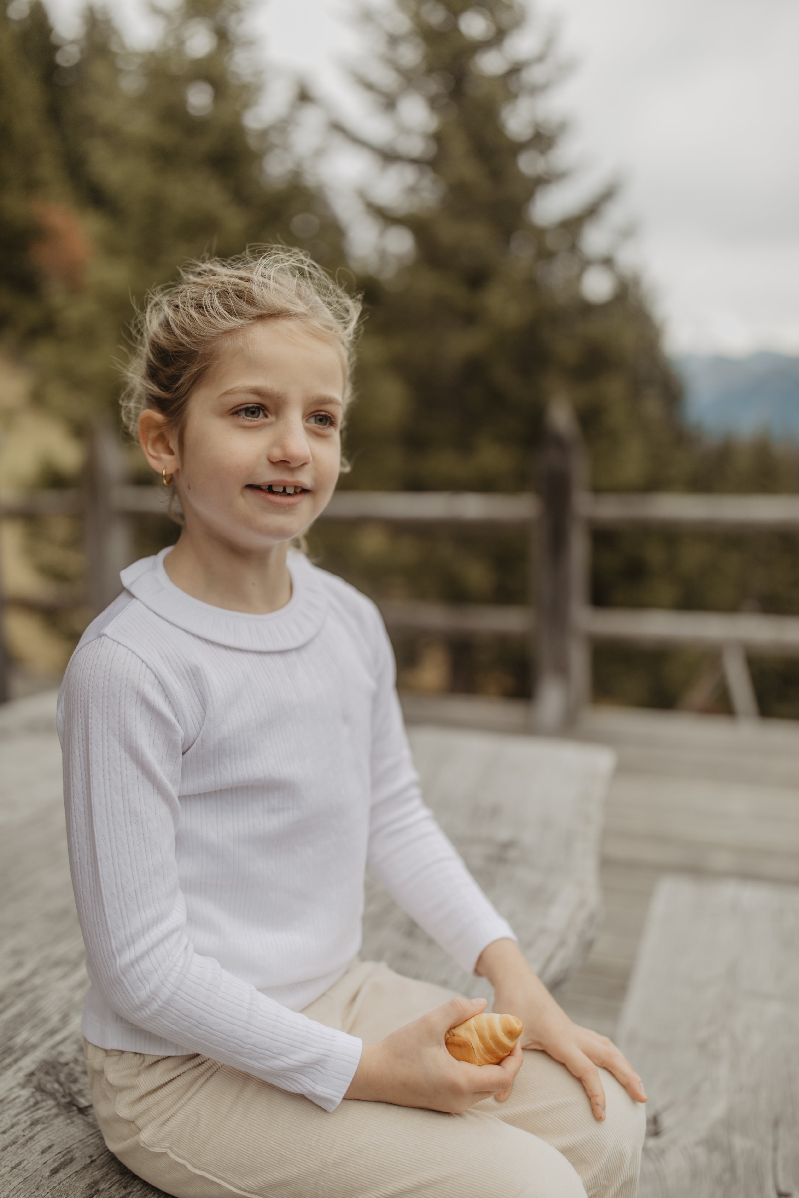 Pointelle Longsleeve with Frill Detail