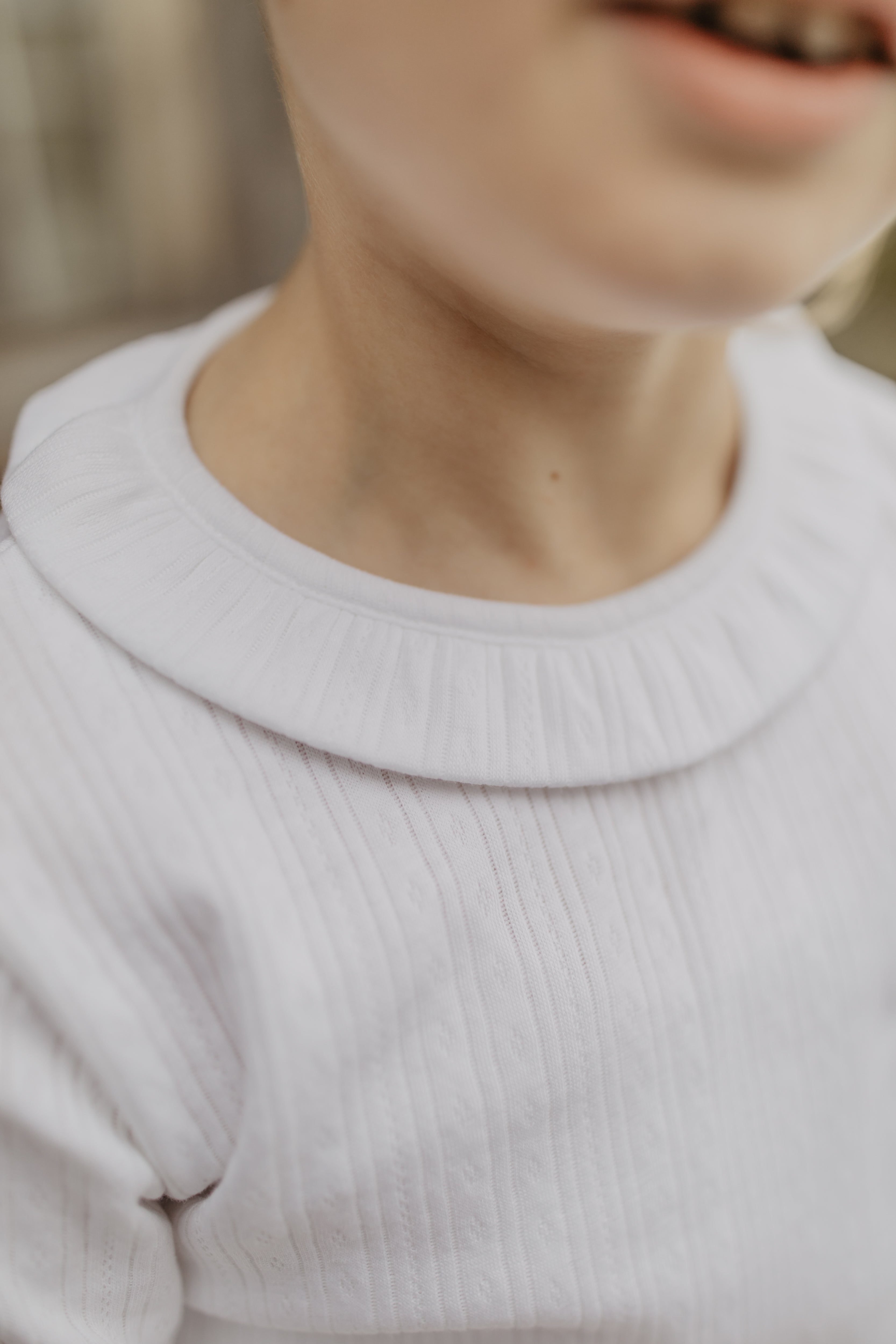 Pointelle Longsleeve with Frill Detail