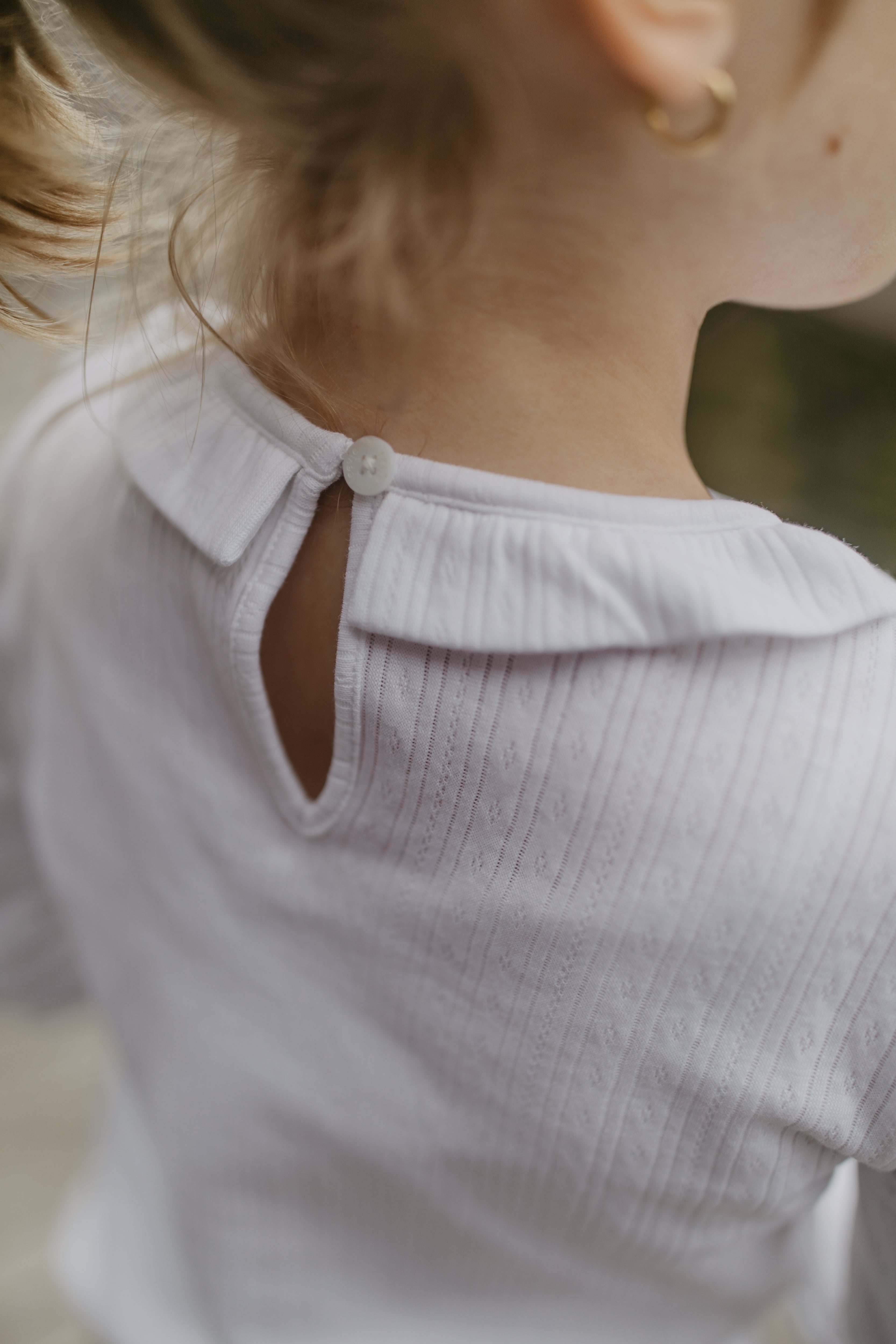 Pointelle Longsleeve with Frill Detail