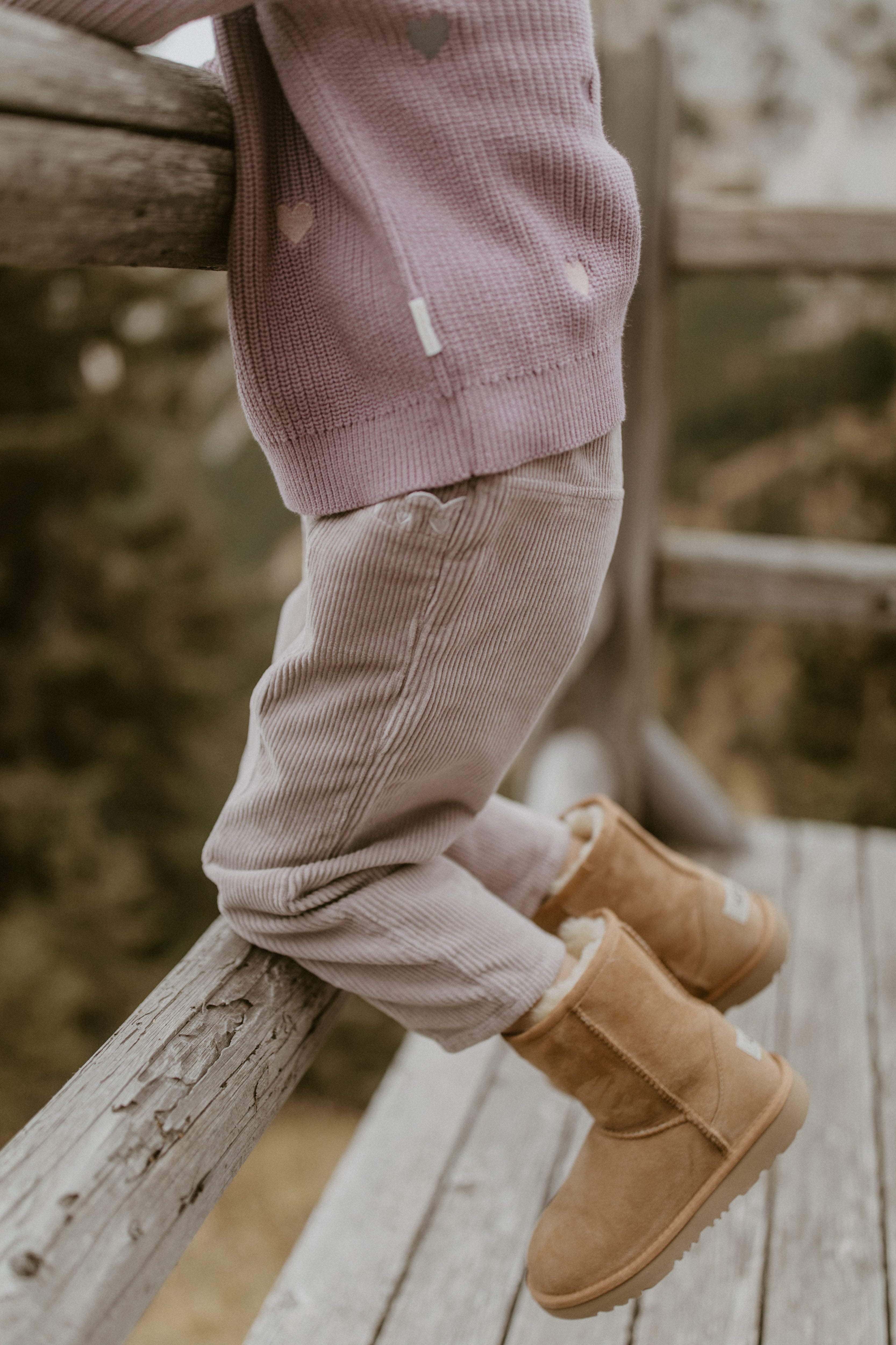 Corduroy Pants 'Hearts' lilac