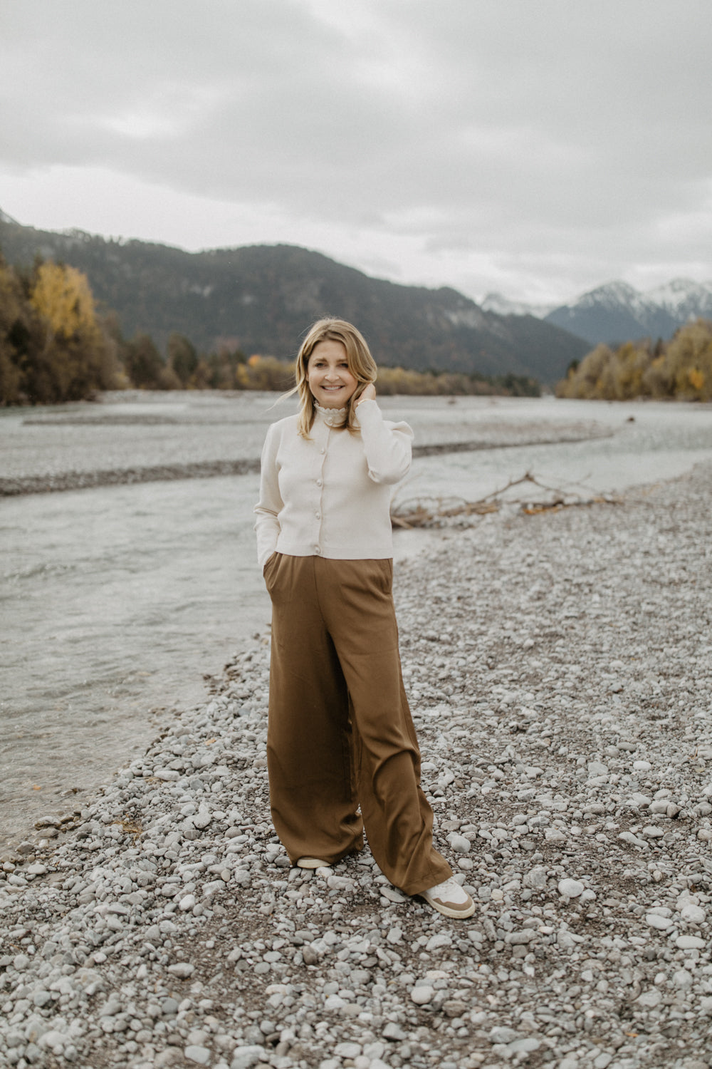 Wide-Leg-Hose in 'Dark Brown'