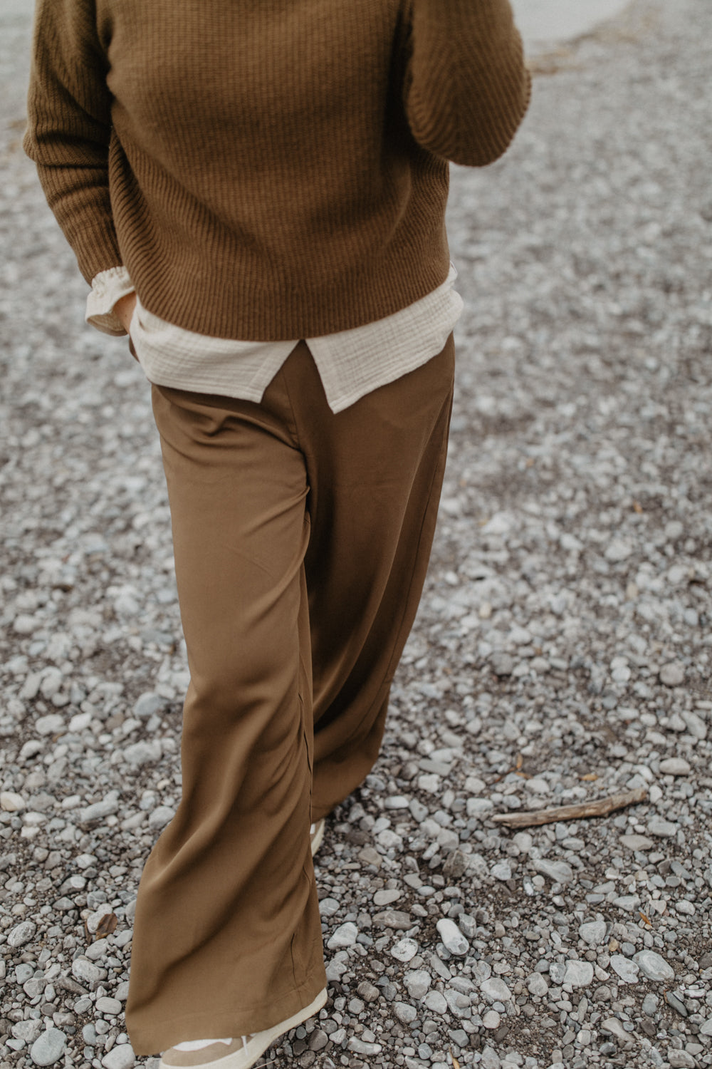 Wide-Leg-Hose in 'Dark Brown'