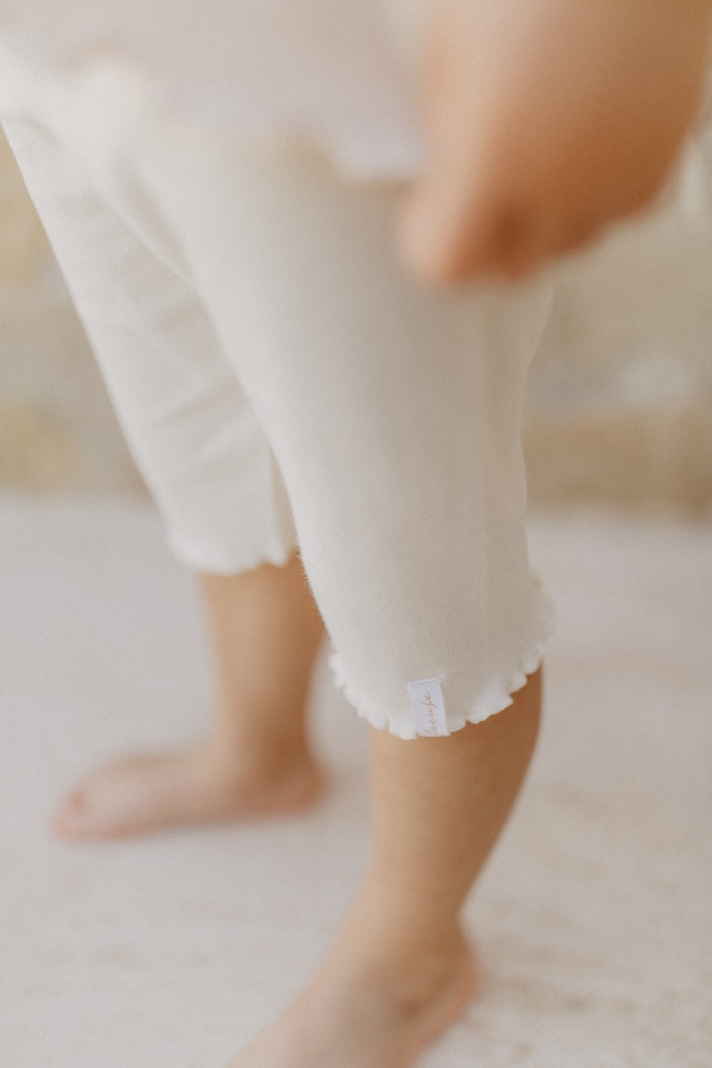 Short jersey leggings 'beige' with bow made from organic cotton