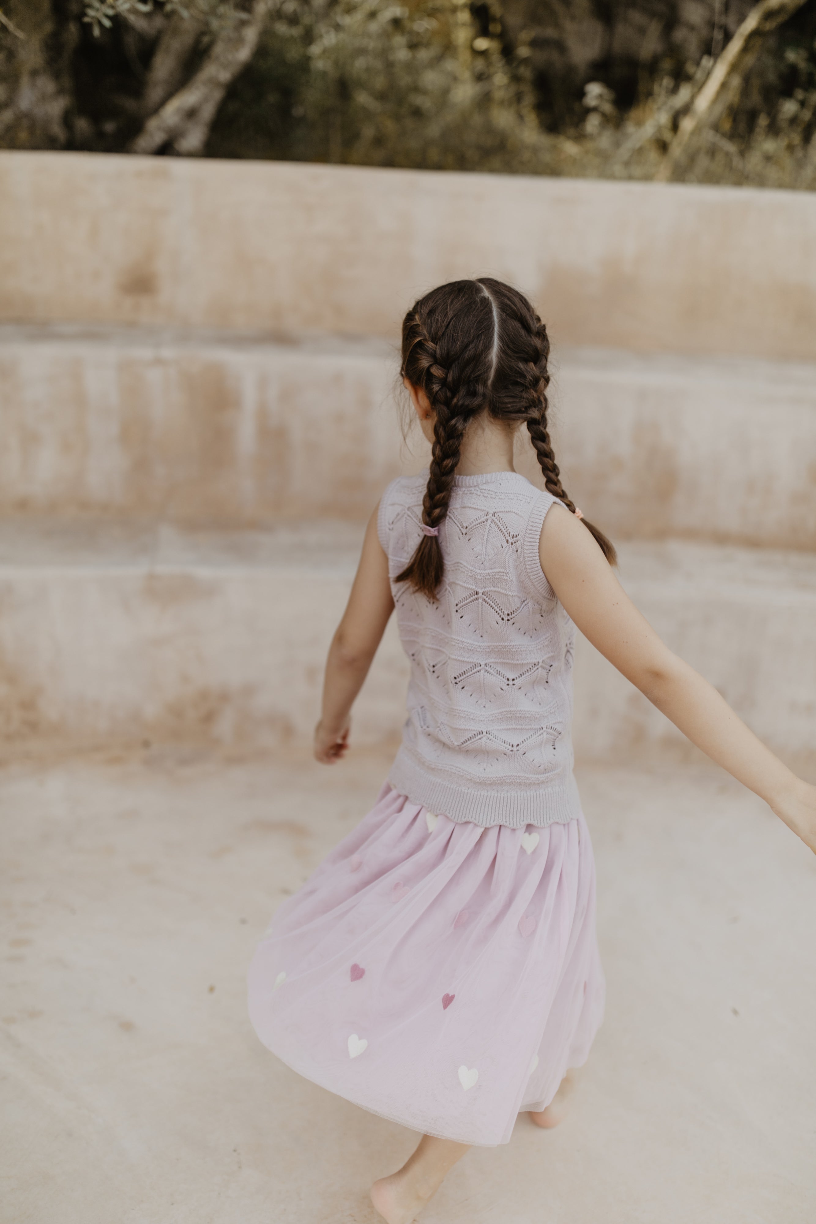 Top with Detailed Knitted Pattern 'Lavender'