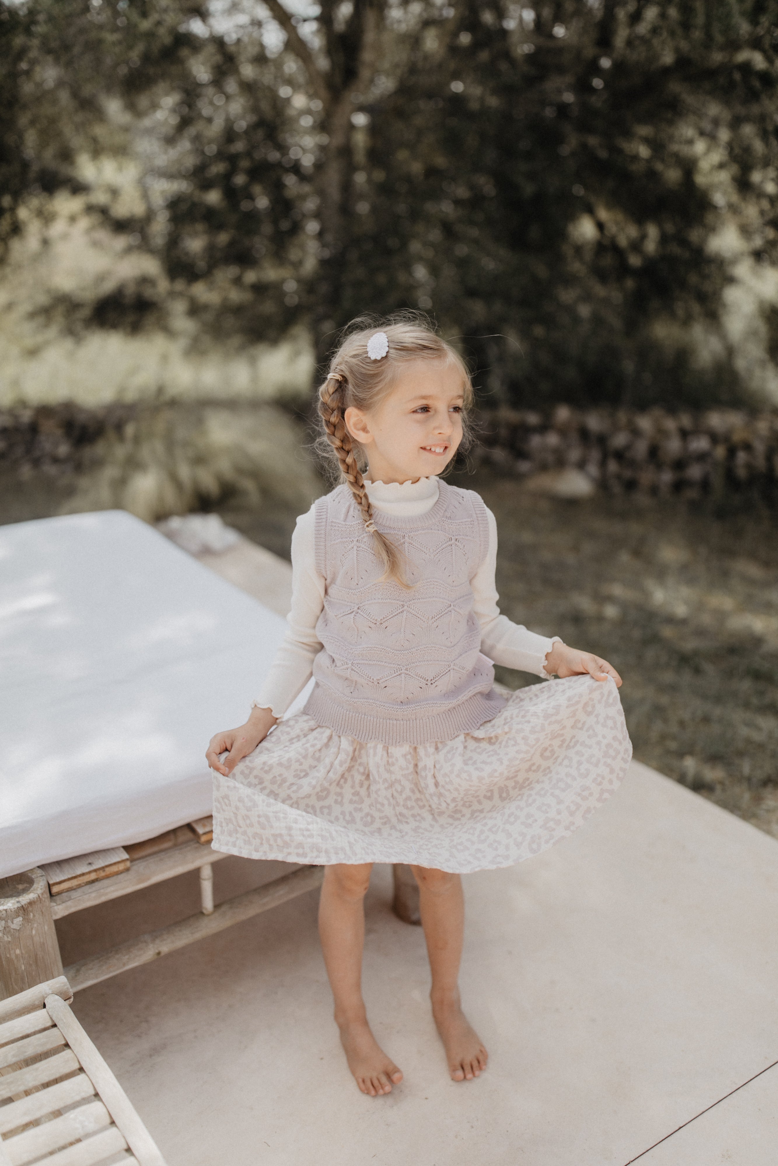 Top with Detailed Knitted Pattern 'Lavender'