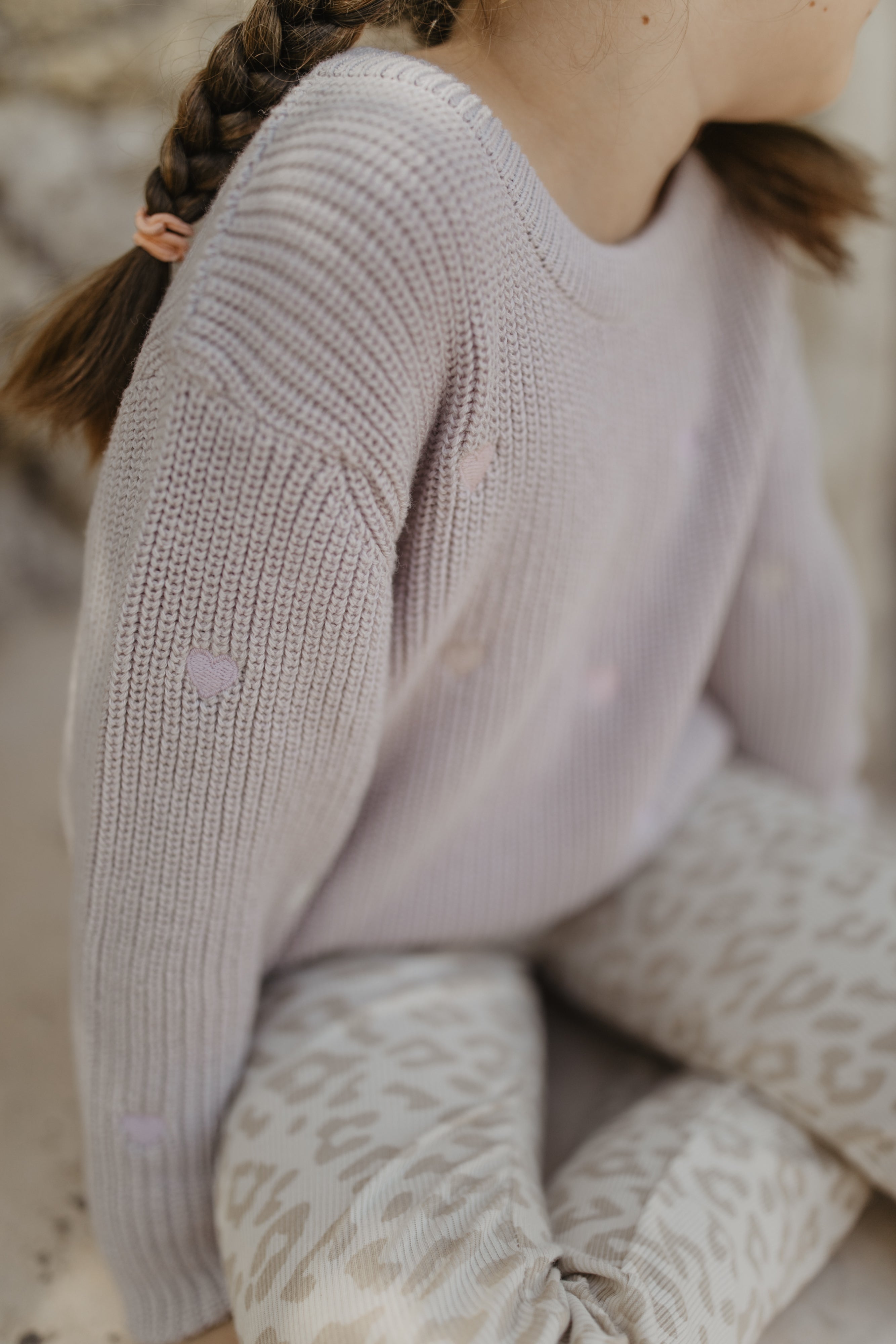 Chunky Knit Jumper with Heart Embroidery