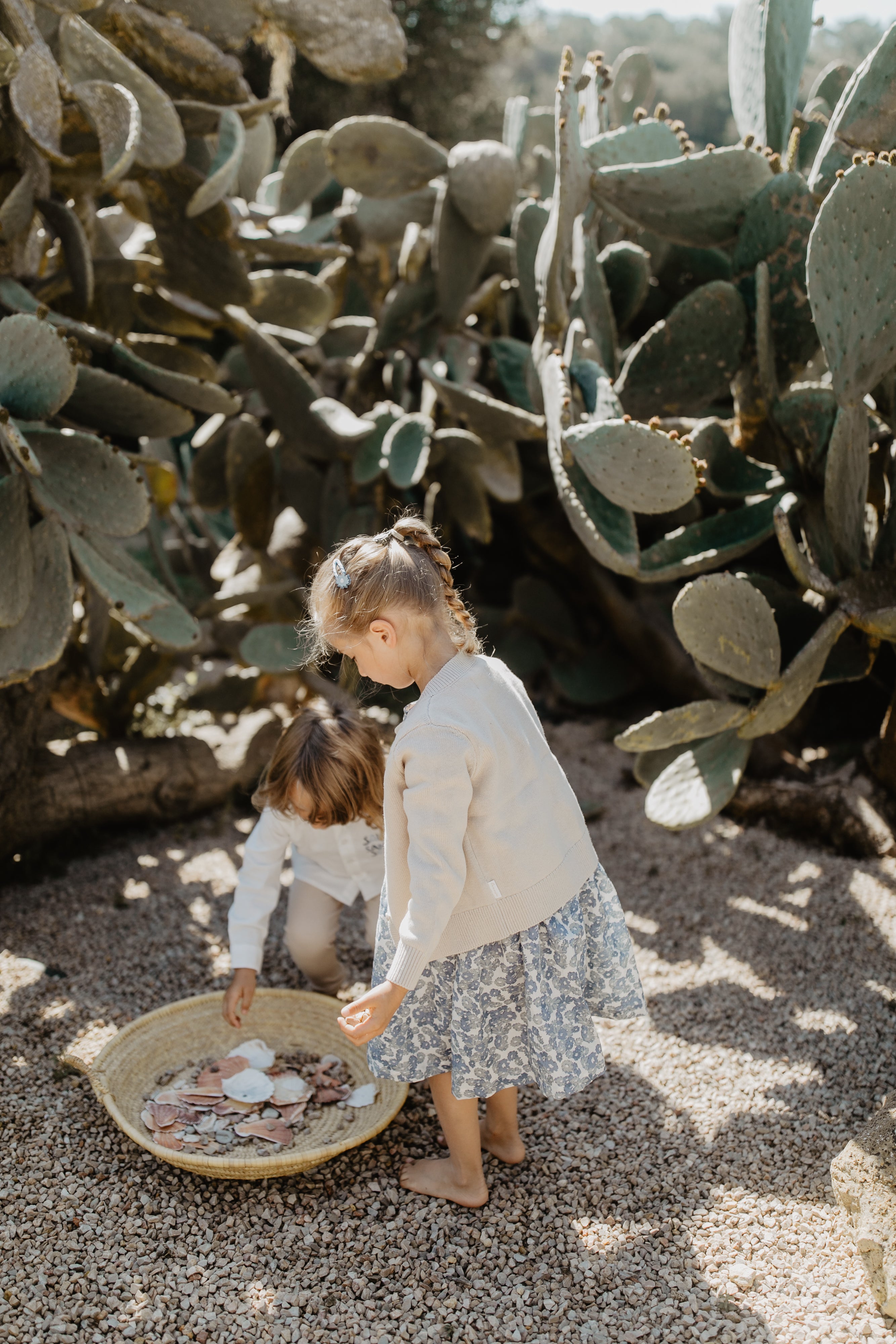 Knit Cardigan with Flower Embroidery 'Cappucino'