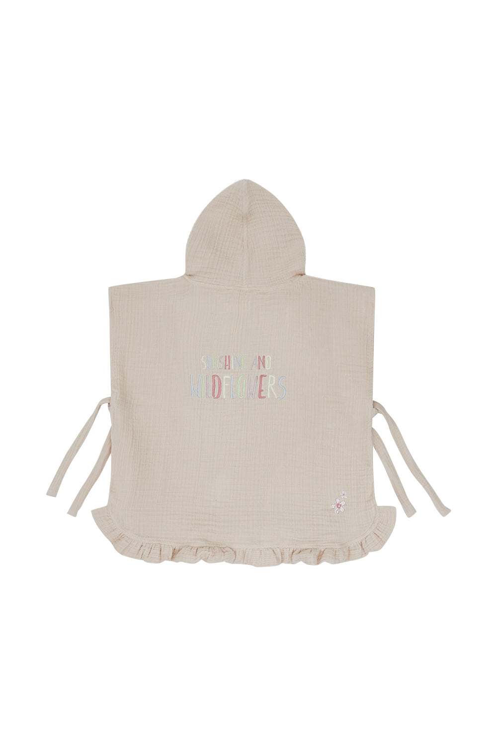 Muslin Poncho 'Sunshine and Wildflowers' with Frills