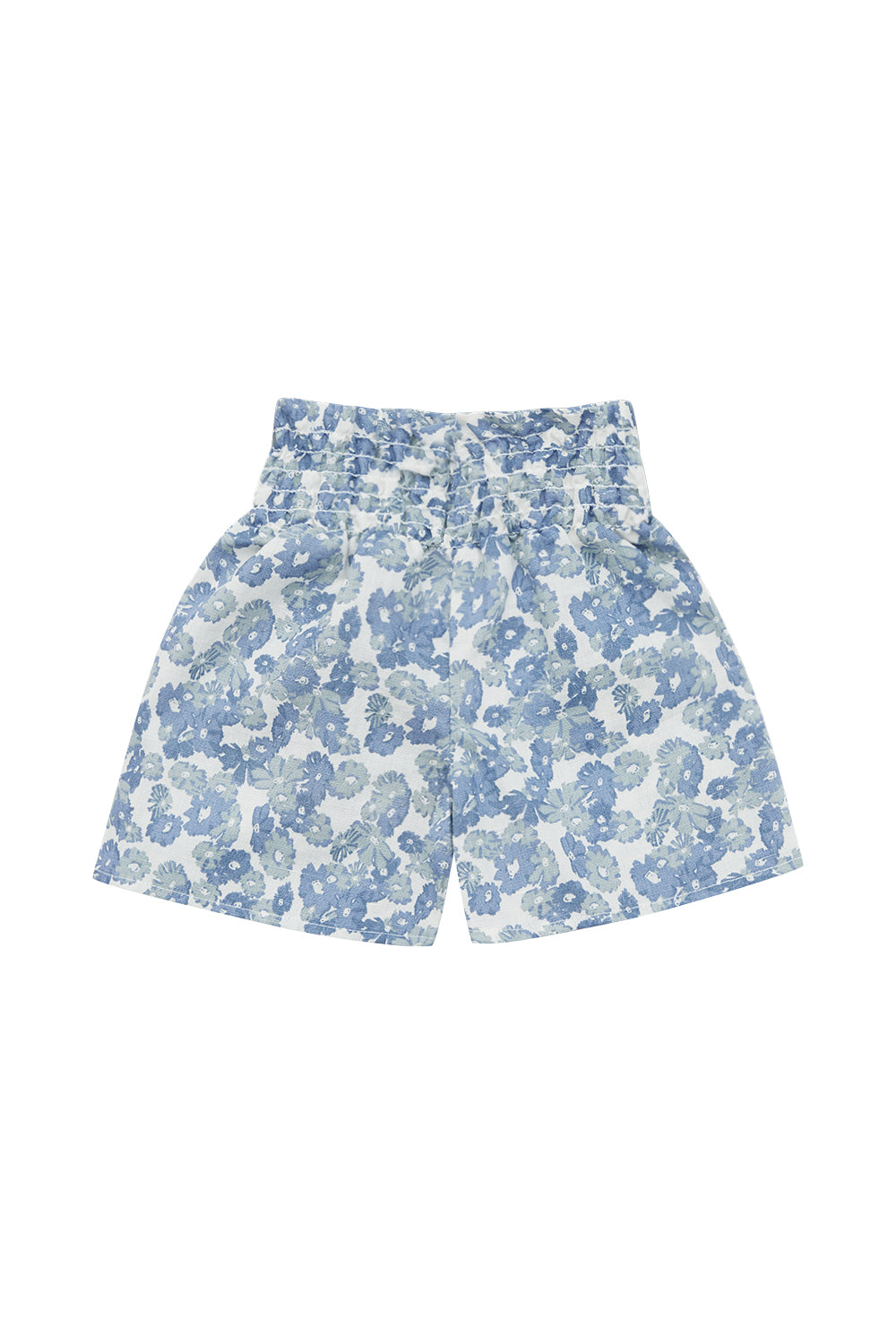 Smocked Linen Shorts ‘Blue Flowers’
