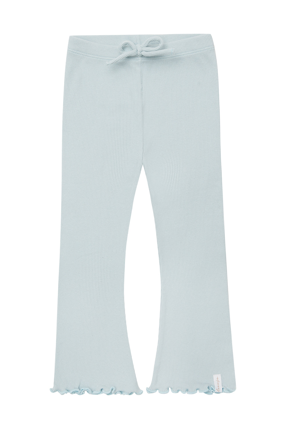Flared Organic Cotton Leggings with Front Drawstring Appliqué in 'Aqua'