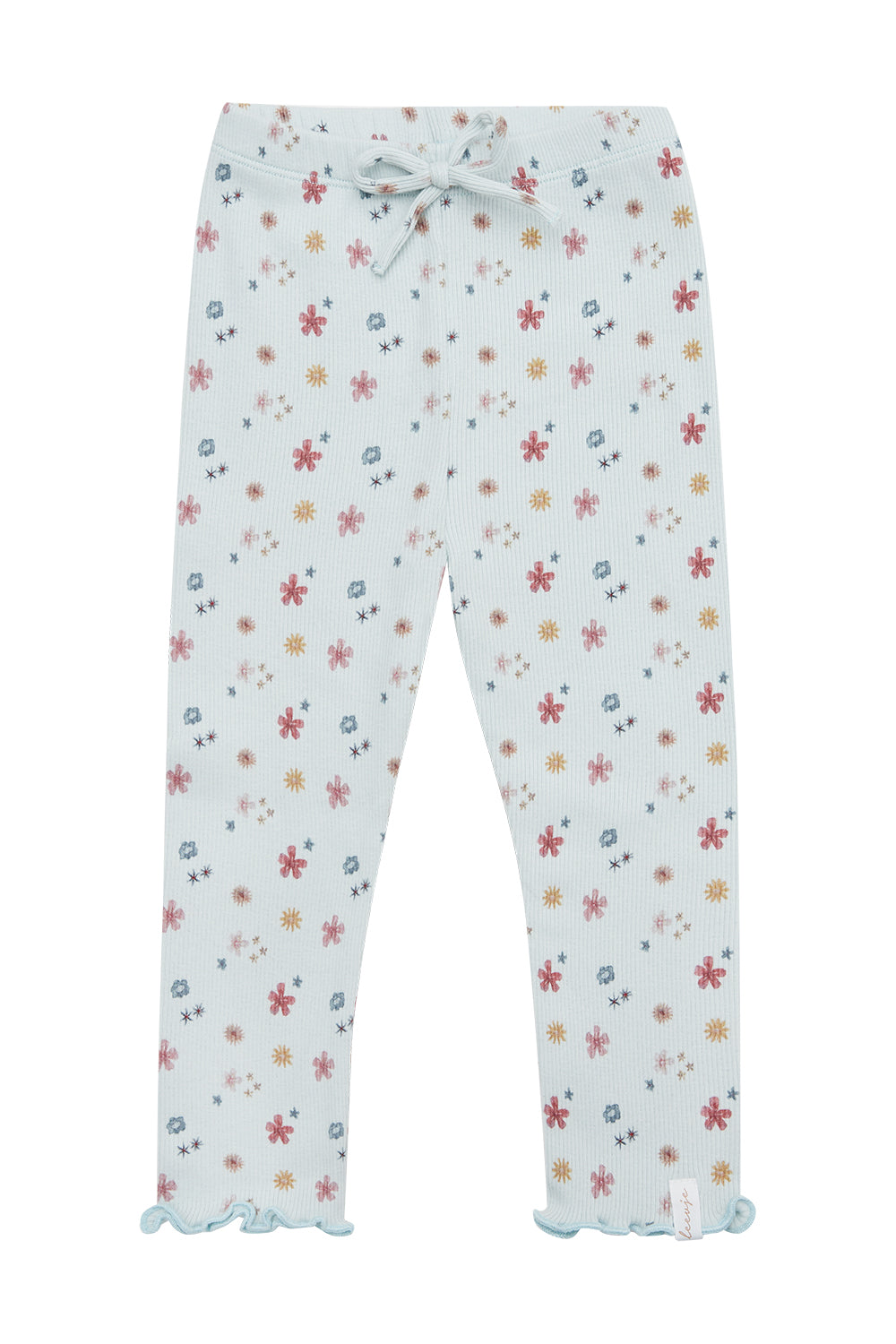 Organic Cotton Leggings 'Flowers' with Front Drawstring Appliqué
