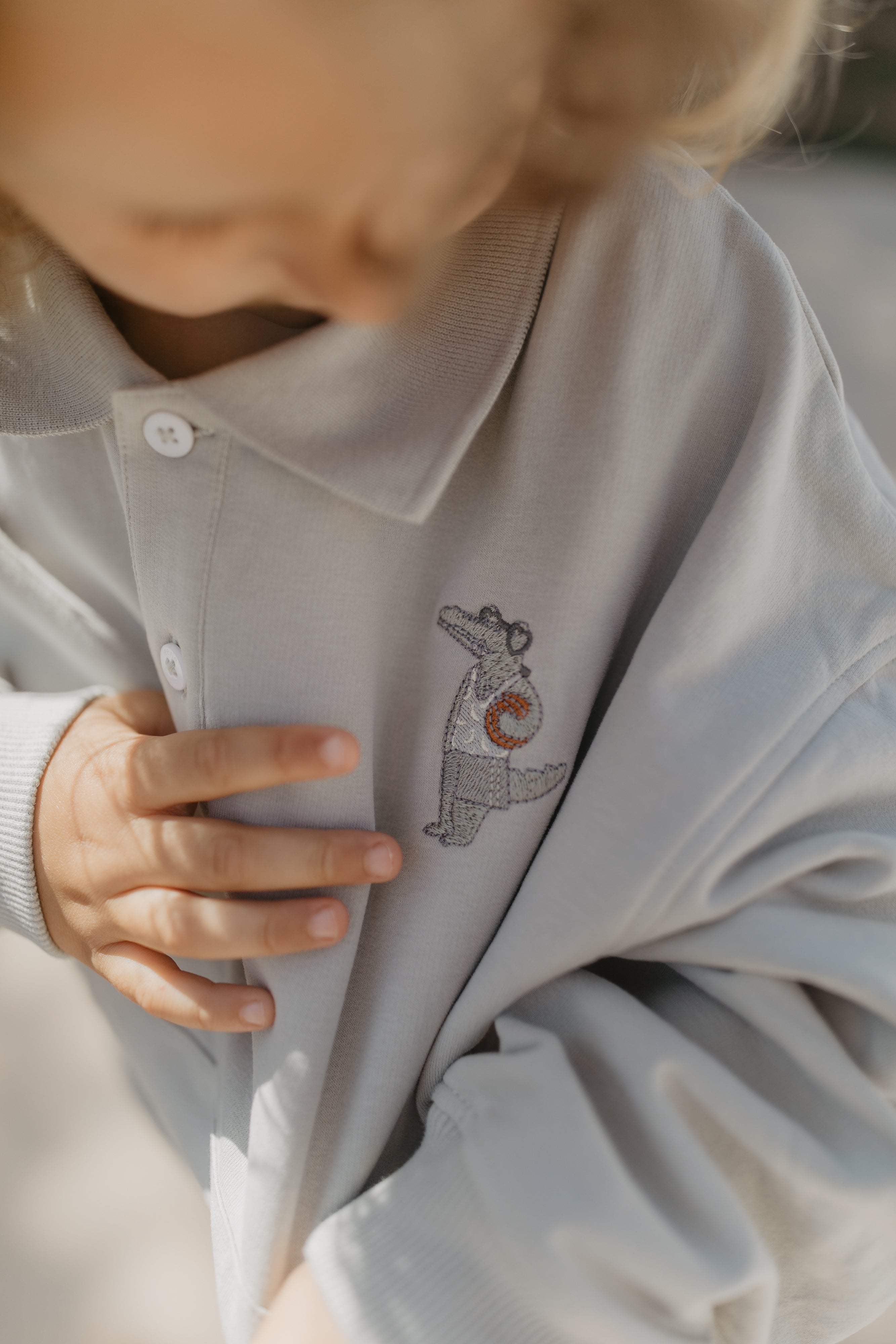 Unisex Oversized Polo Sweatshirt with Pouch Pocket