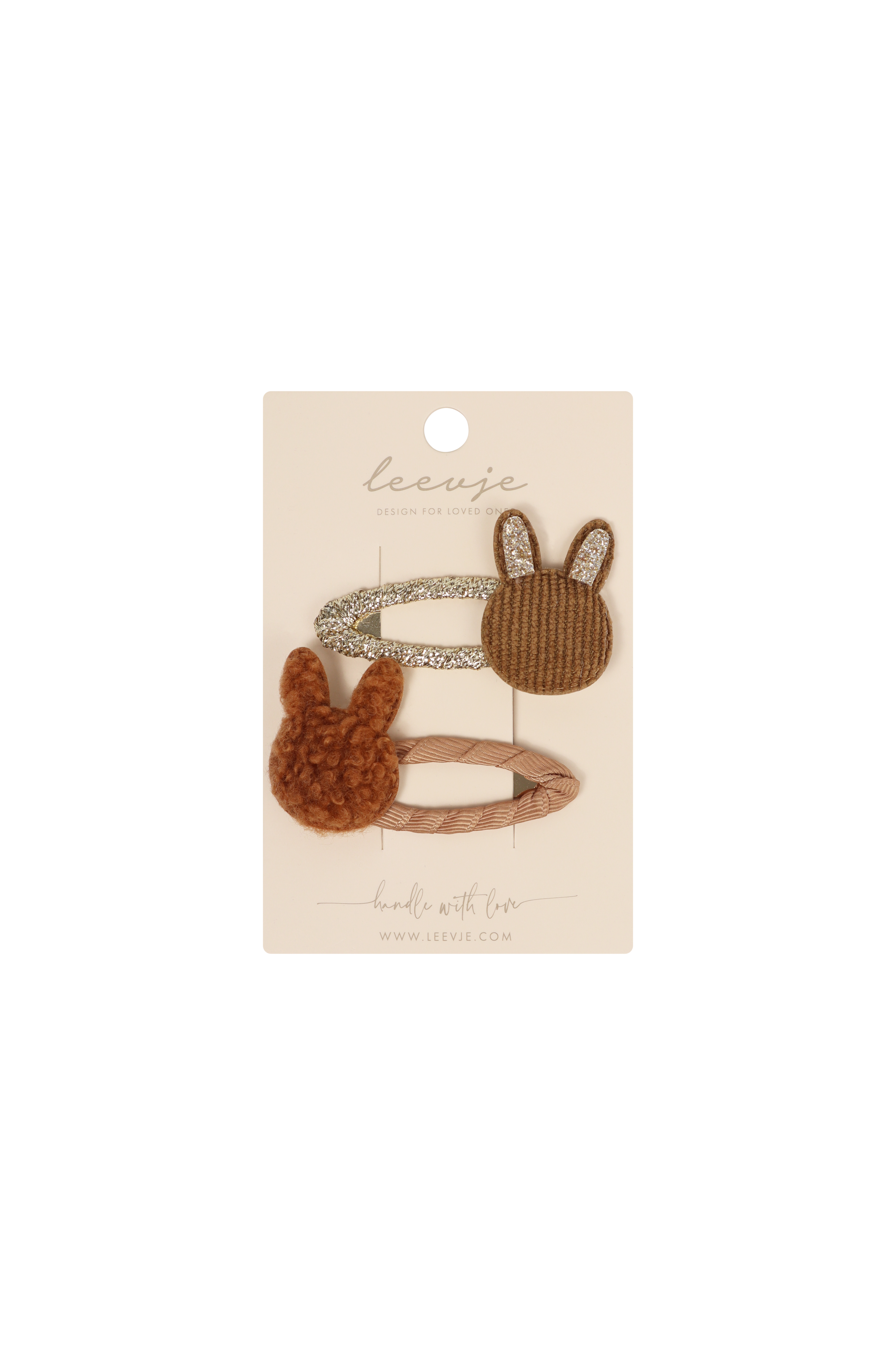 Hair Clips 'Brown Fluffy Bunny Clips'