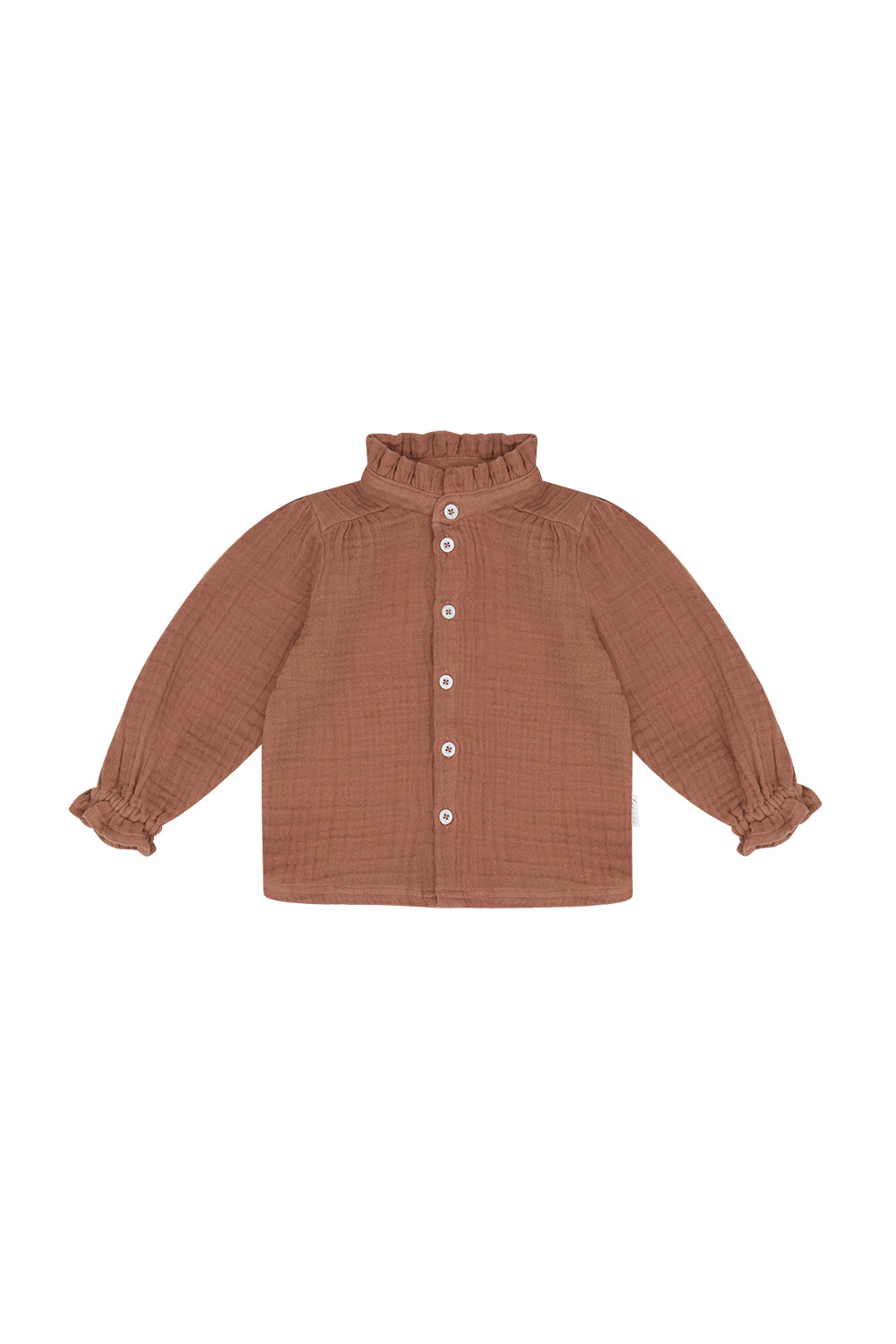 Muslin Blouse with Frill Collar for Girls 'pecan'