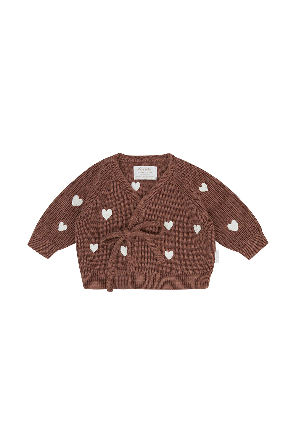 Baby Wrap Knit Cardigan 'Hearts' pecan