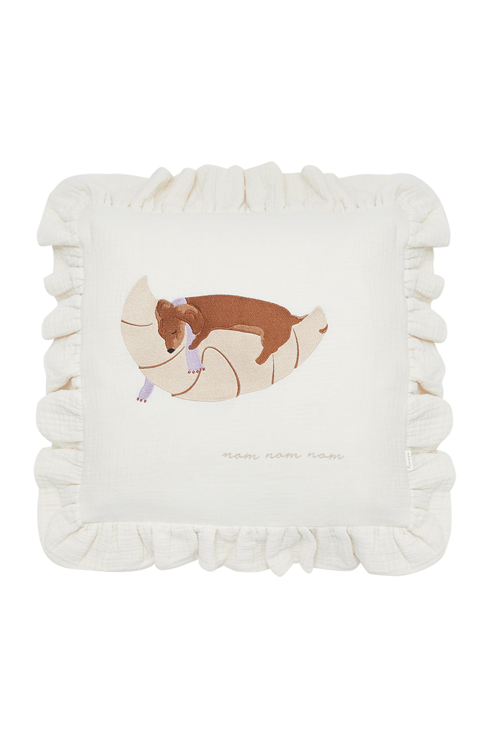 Muslin Cushion Cover 'Croissant Dog'