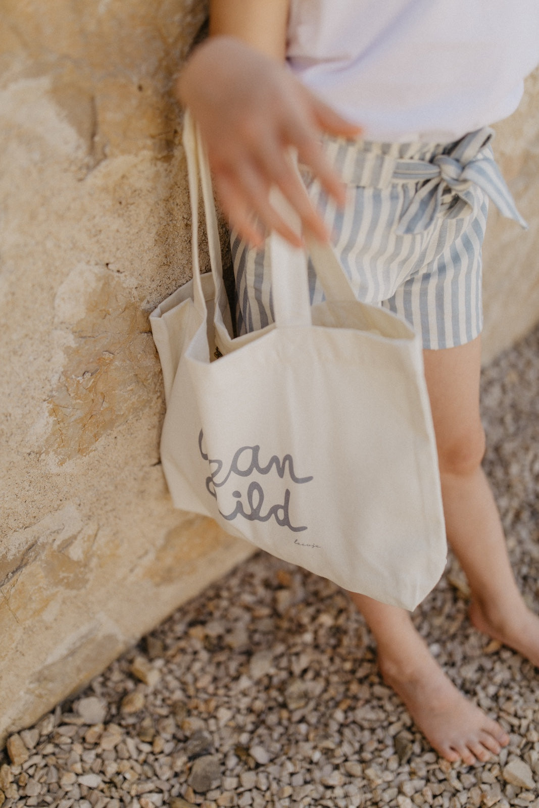 Linen shorts 'blue stripes' with belt