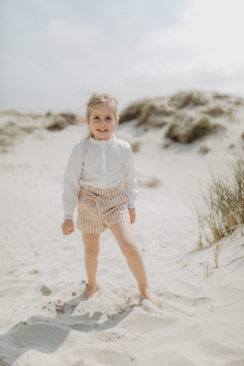 Leinenshorts mit Gürtel 'coffee stripes'