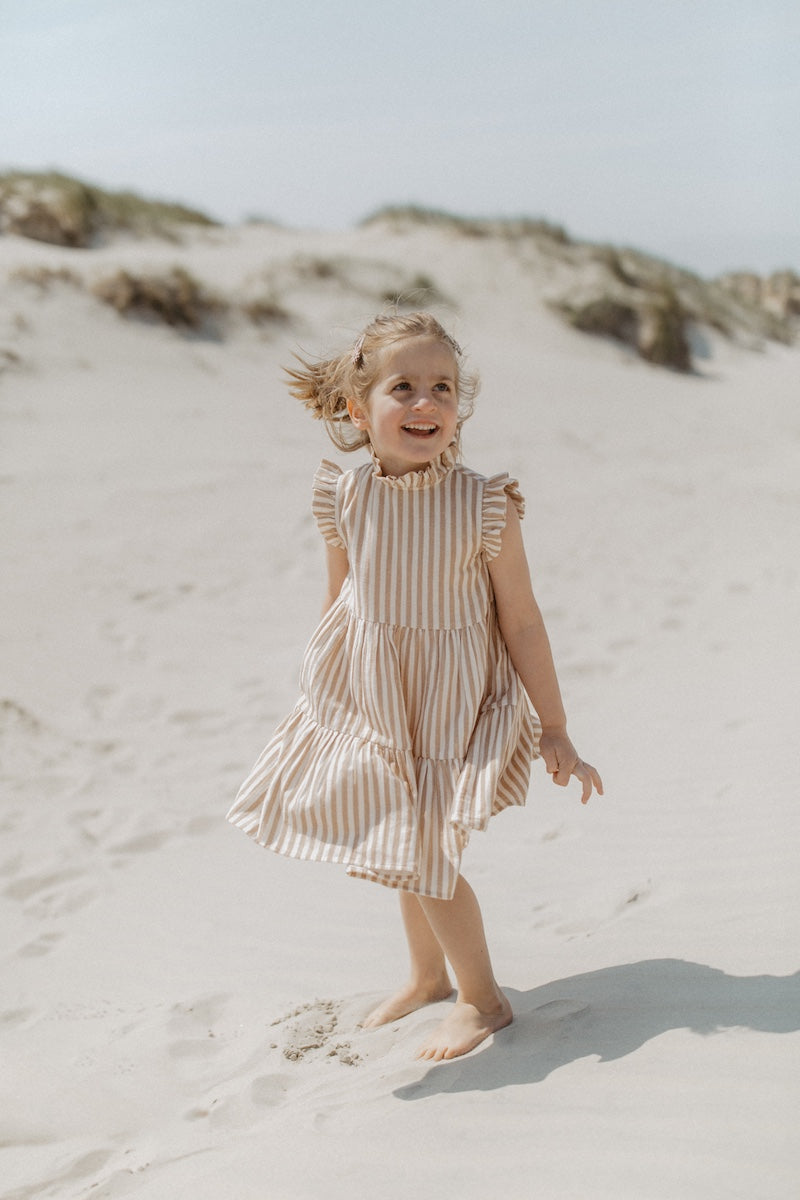 Mini-Me linen dress with stripes for children