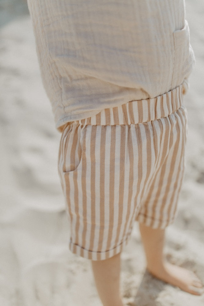 Mini-Me linen shorts with stripes for children