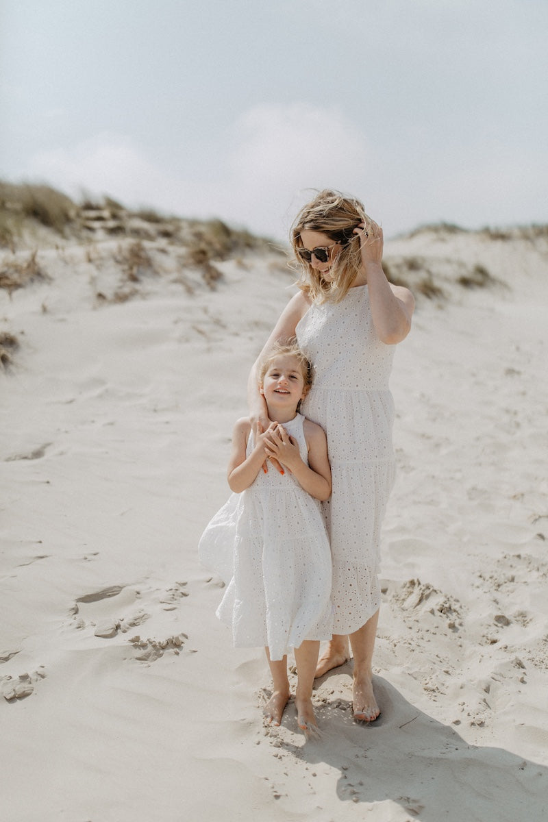 Mini-Me maxi dress with broderie anglaise for children