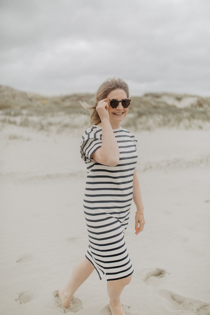 Mini-Me sweat dress 'navy stripes' for women