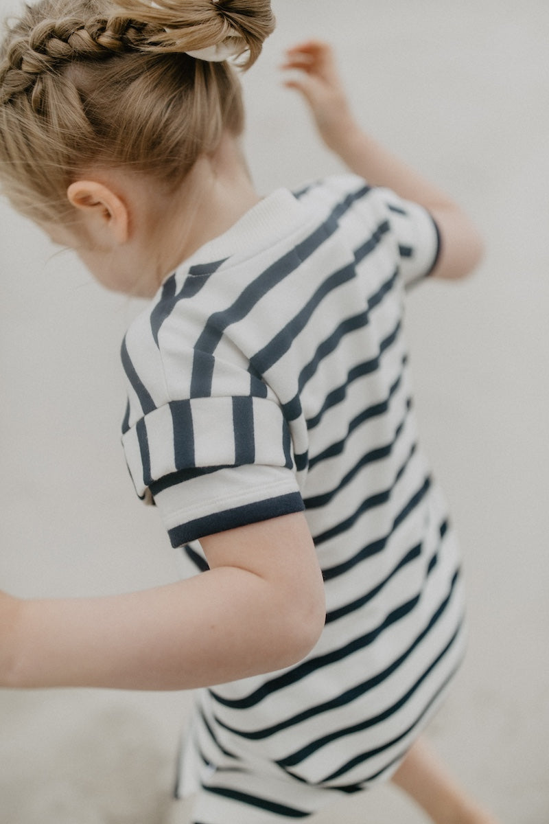 Mini-Me sweat dress 'navy stripes' for children