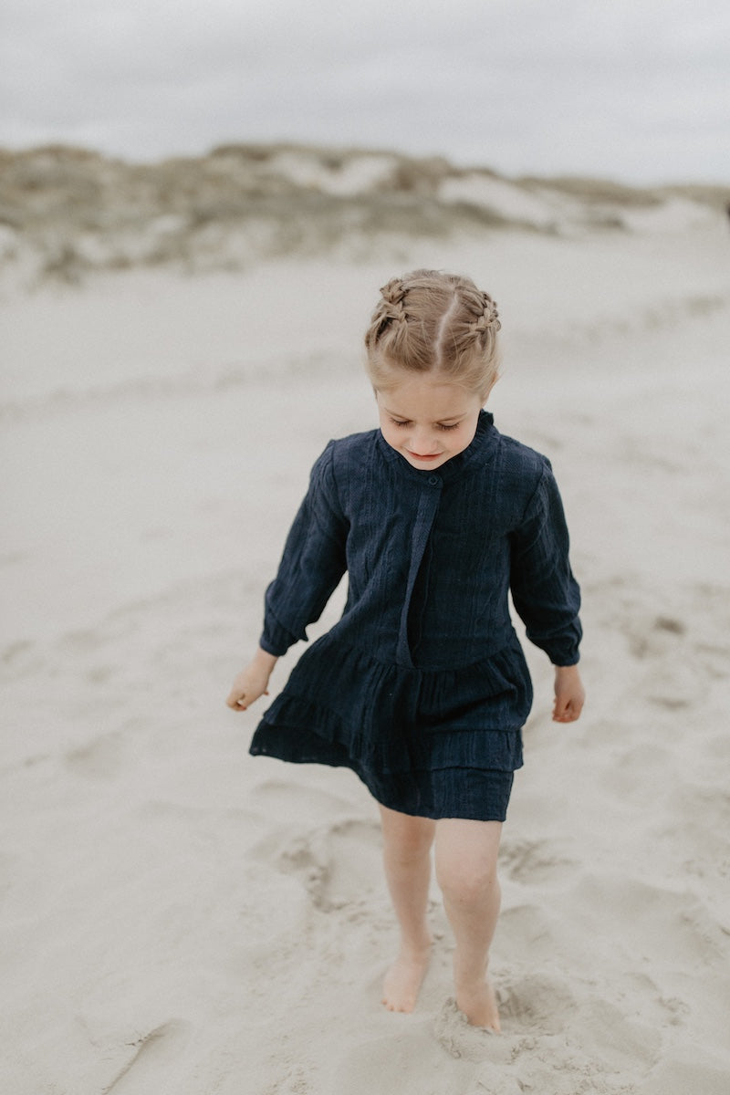 Mini-Me long-sleeved lace dress 'navy' for children